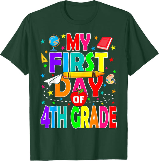 My First Day of 4th Grade Back to School Boys Kids T-Shirt - T-Shirt | Forest