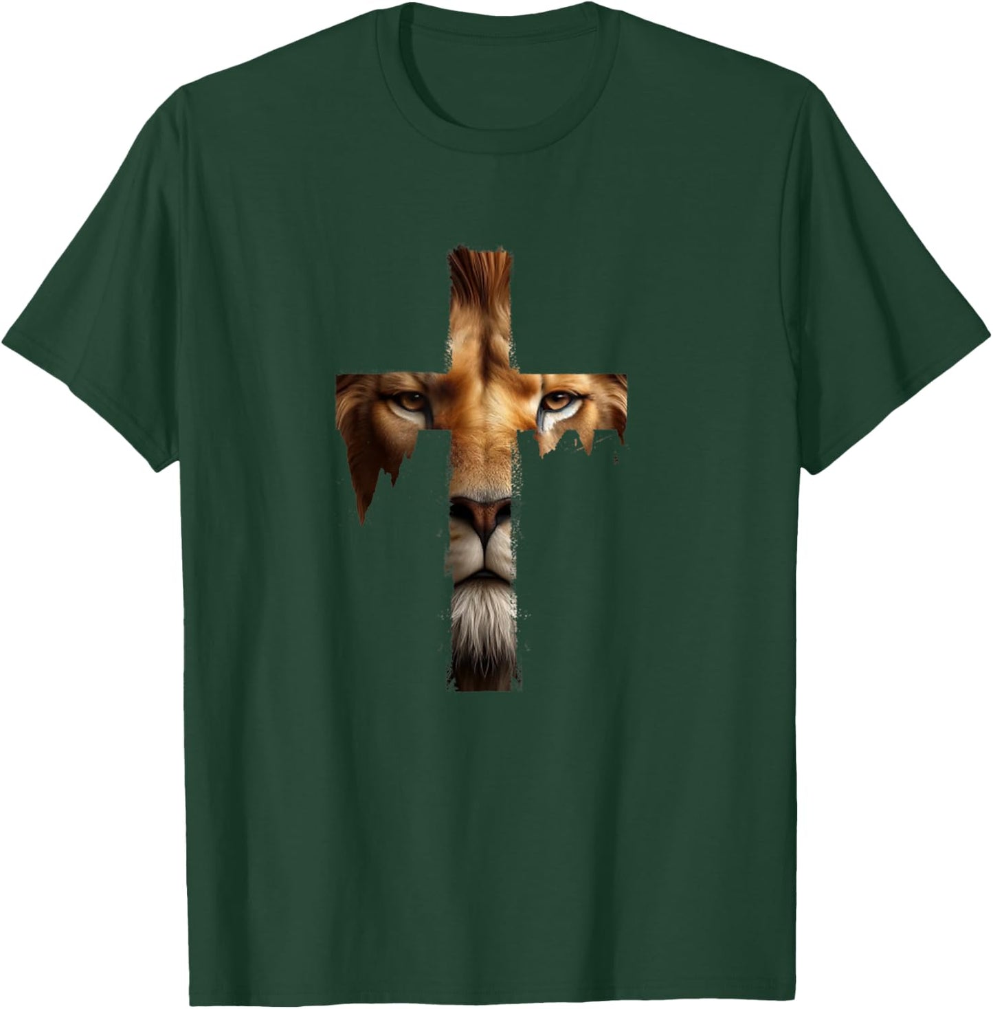 Vintage Jesus God Lion Cross Christian Faith Religion T-Shirt - T-Shirt | Forest
