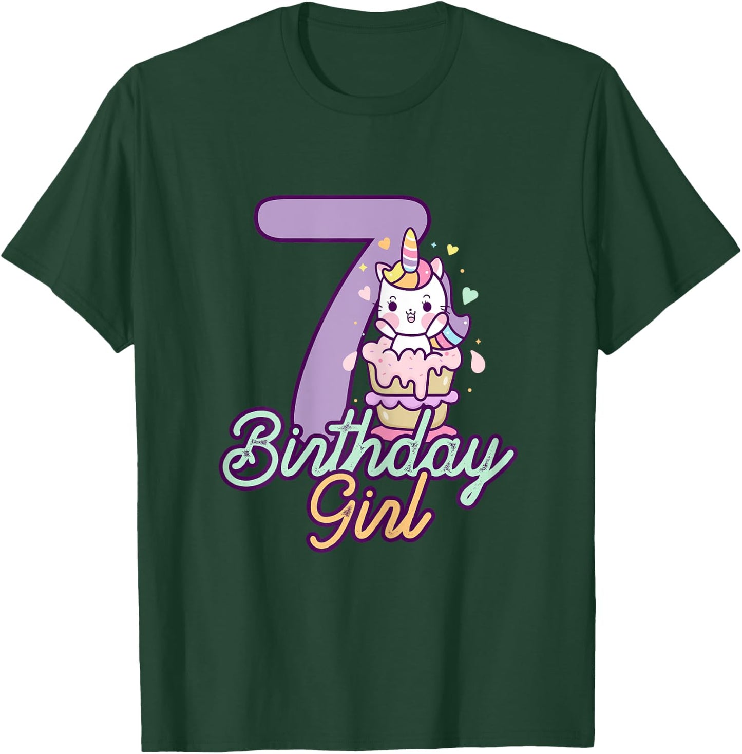 7 Years Old Birthday Girl Gifts Unicorn 7th Birthday T-Shirt - T-Shirt | Forest
