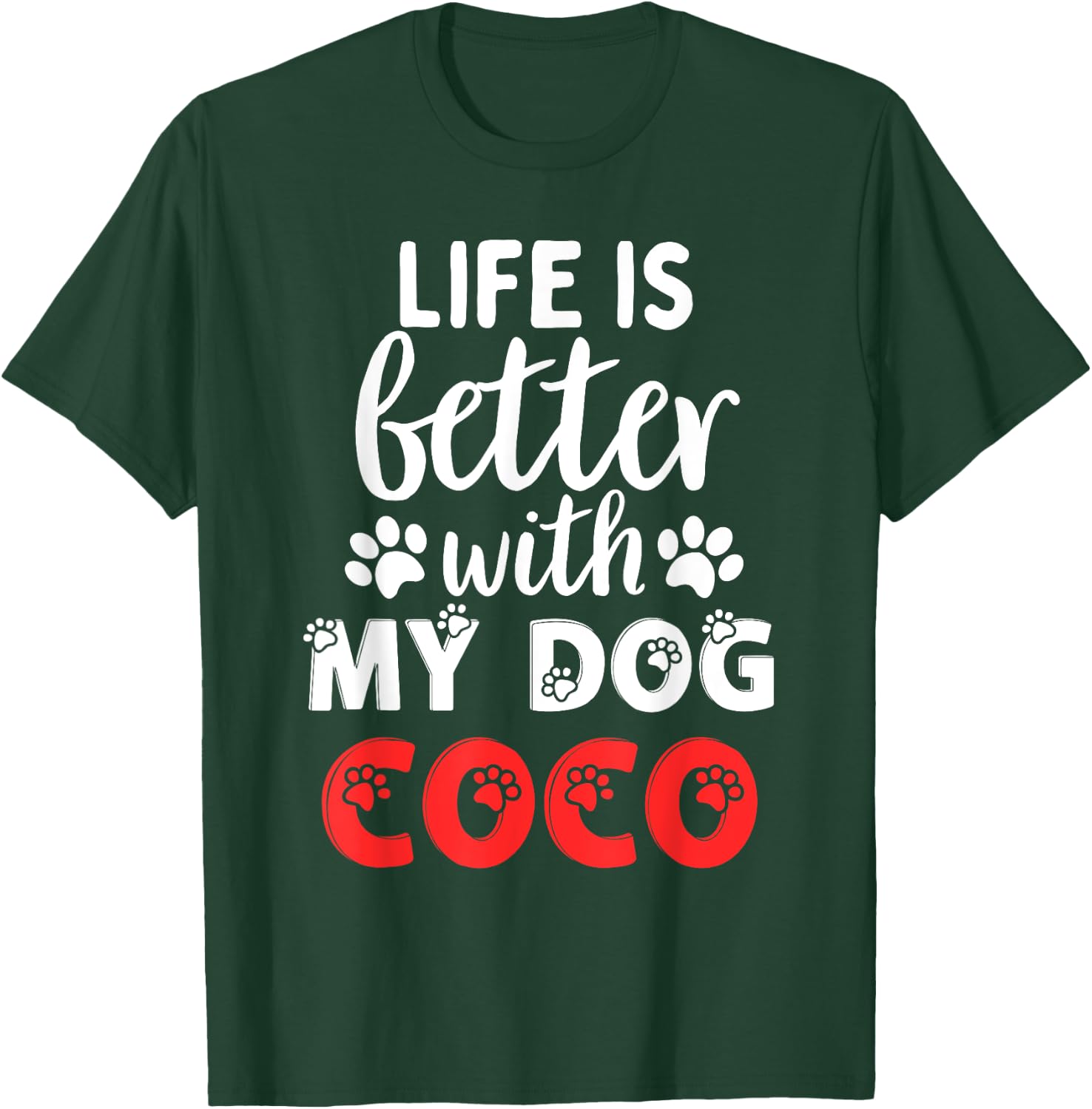Dog Name Coco Life Is Better With My Dog Named Coco Women Kids T-Shirt - T-Shirt | Forest