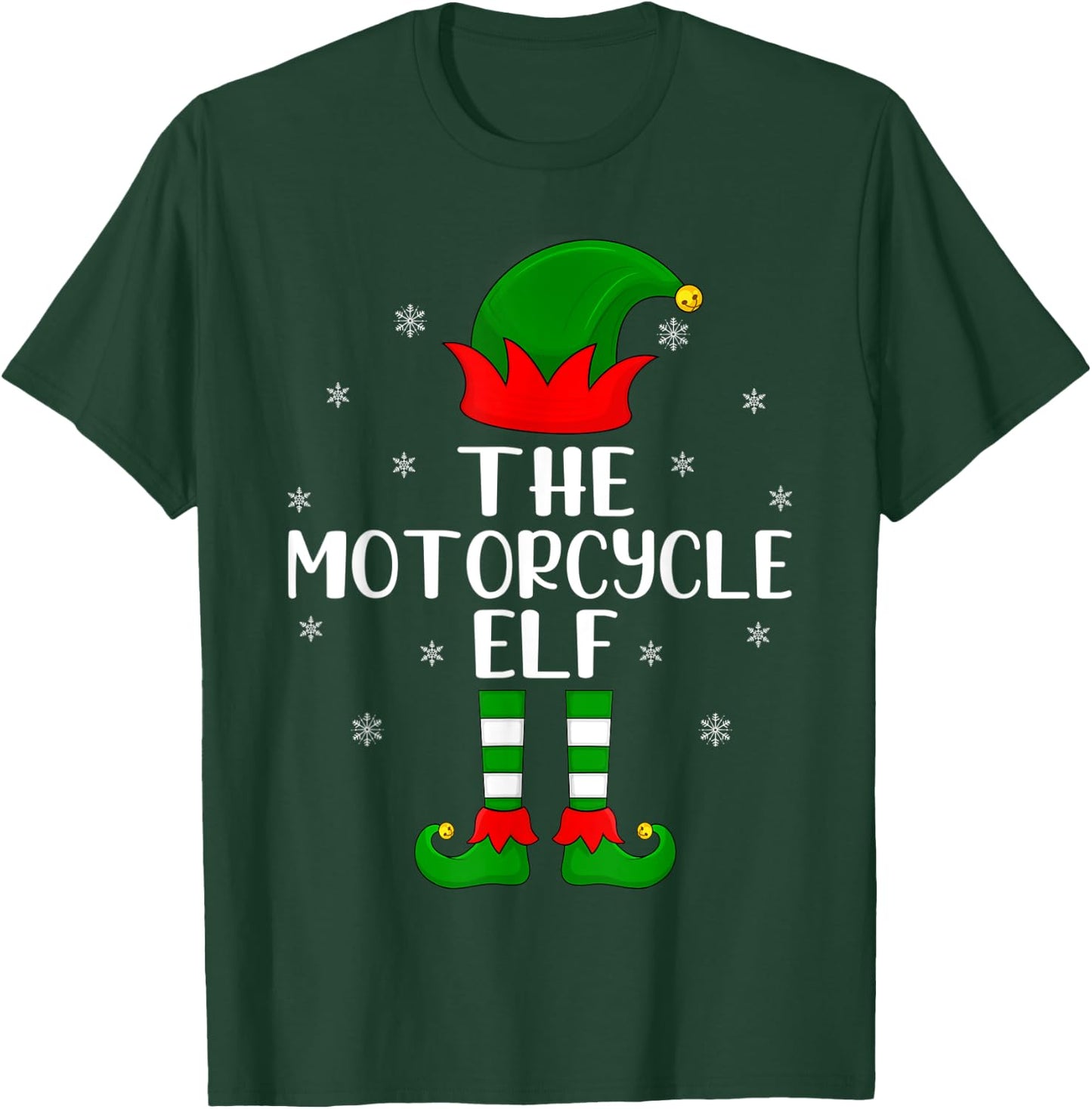 The Motorcycle Elf Christmas Party Matching Family Xmas T-Shirt - T-Shirt | Forest