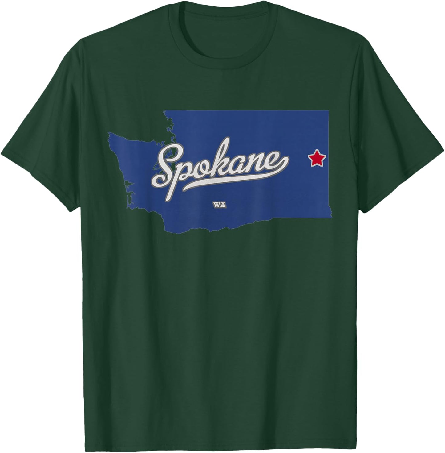 Spokane Washington WA Map T-Shirt - T-Shirt | Forest