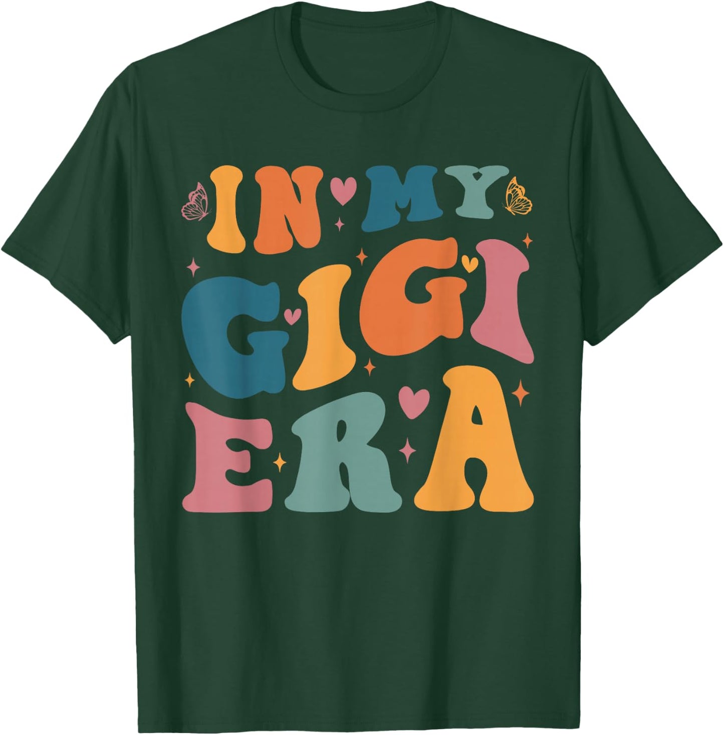 In My Gigi Era Mom Baby Announcement for Grandma Mothers Day , Small, Black T-Shirt - T-Shirt | Forest