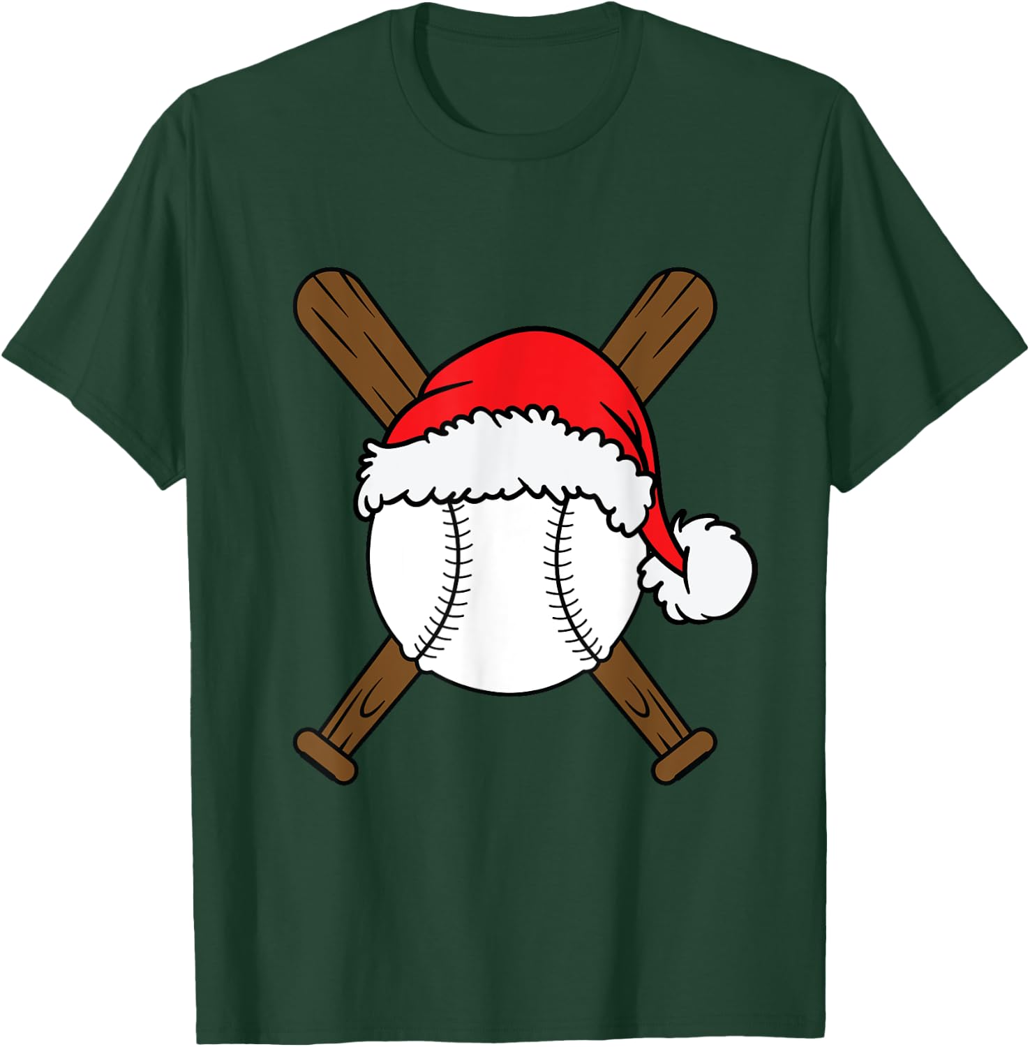 Christmas Baseball Player Santa Sports Design Boys T-Shirt - T-Shirt | Forest