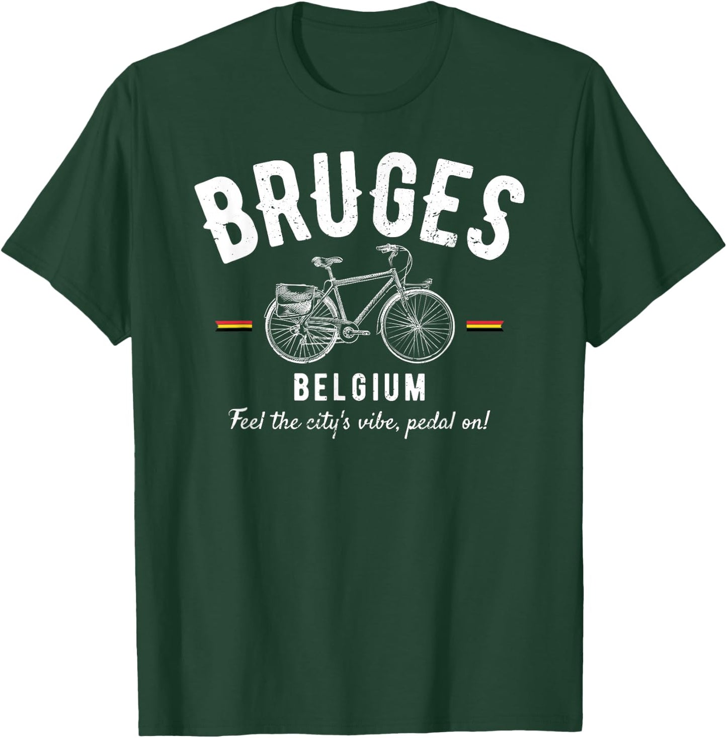 Vintage Bicycle Bruges Belgium | Bike Lover T-Shirt - T-Shirt | Forest