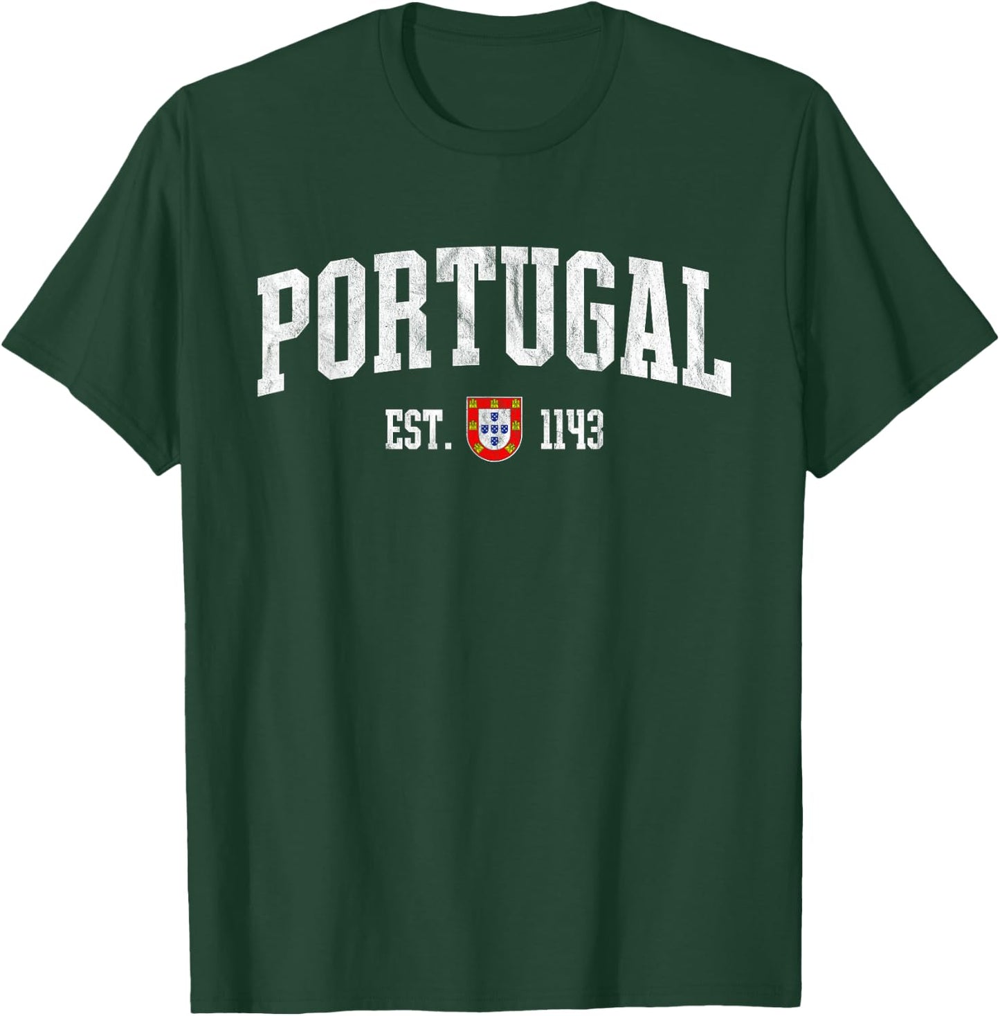 Portugal Est. 1143 - Portuguese Flag Quinas Retro Distressed T-Shirt - T-Shirt | Forest