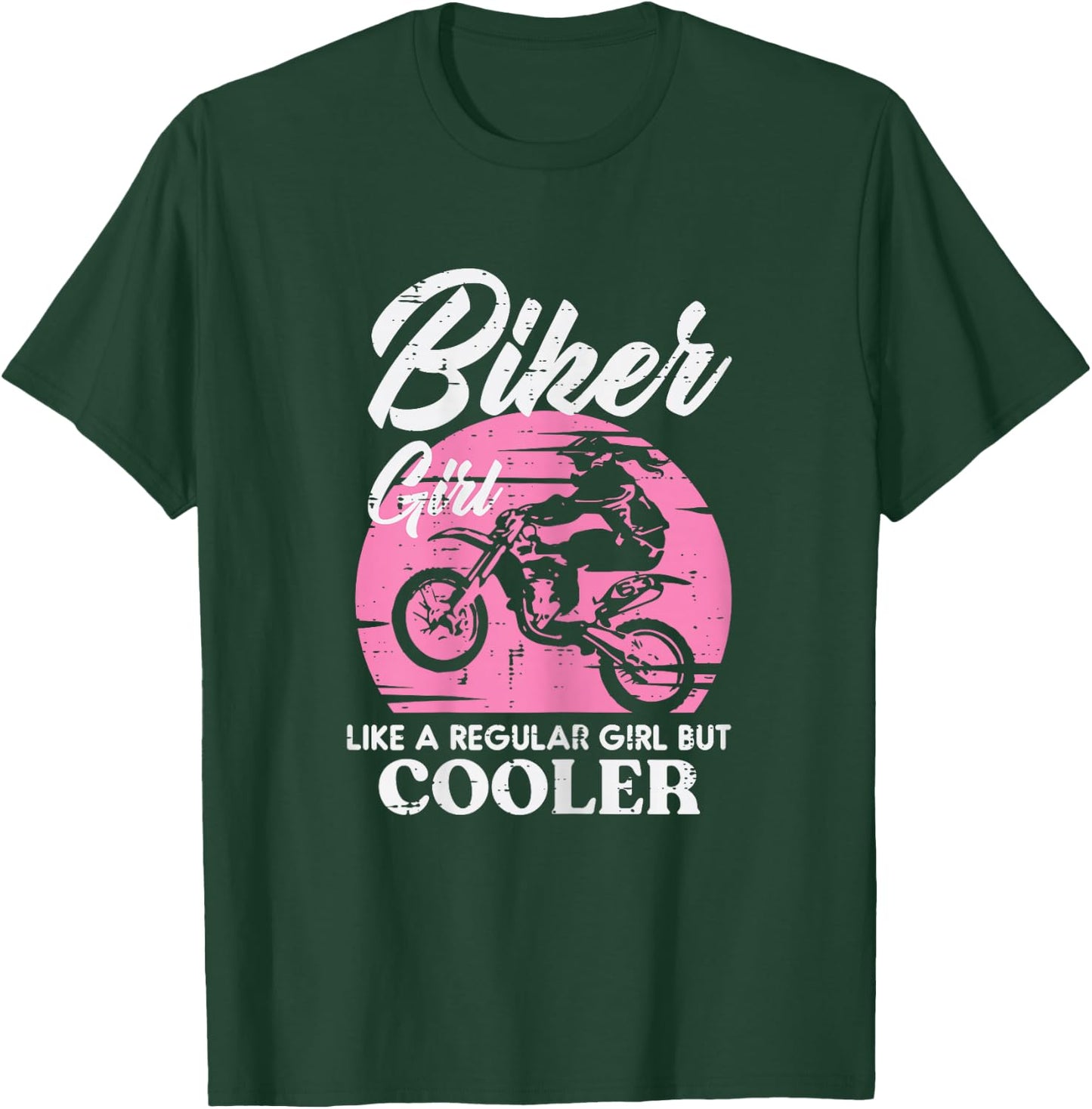 Biker Girl Like Regular But Cooler Motorcycle Women Kids T-Shirt - T-Shirt | Forest