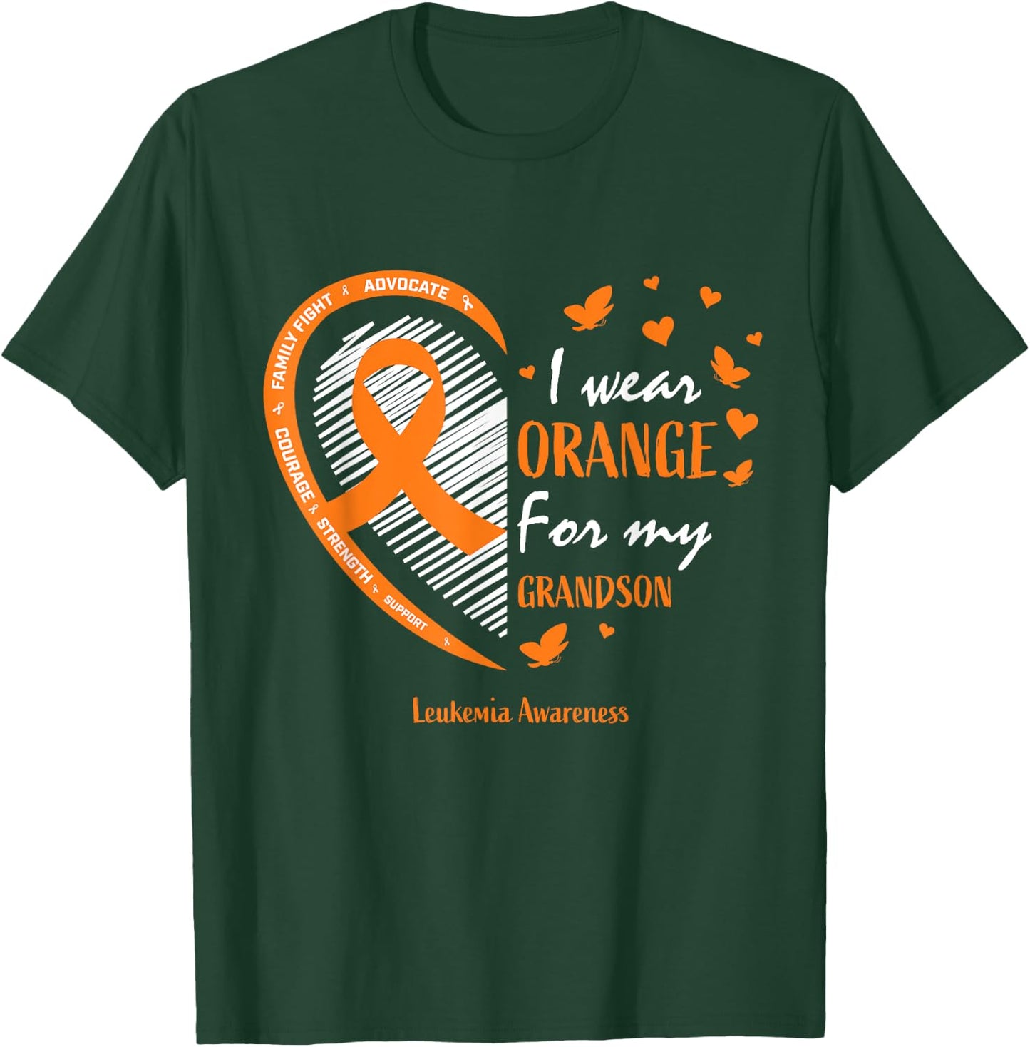 Men Women I Wear Orange For My Grandson Leukemia Awareness T-Shirt - T-Shirt | Forest