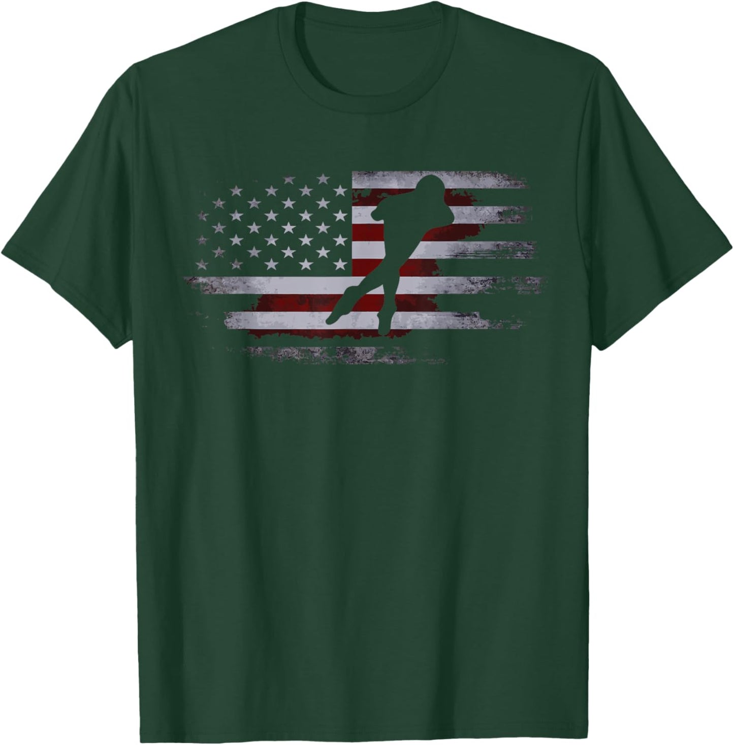 Inline Speed Skating American Flag Roller Blading T-Shirt - T-Shirt | Forest