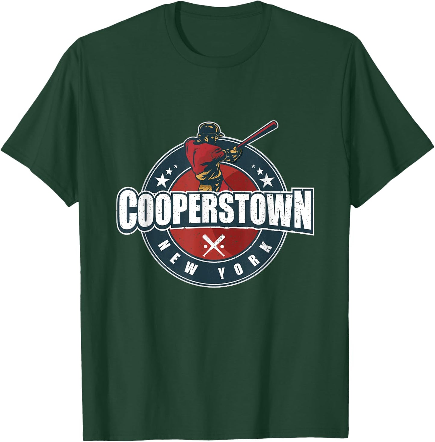 Vintage Baseball Badge Cooperstown New York Travel Souvenir T-Shirt - T-Shirt | Forest