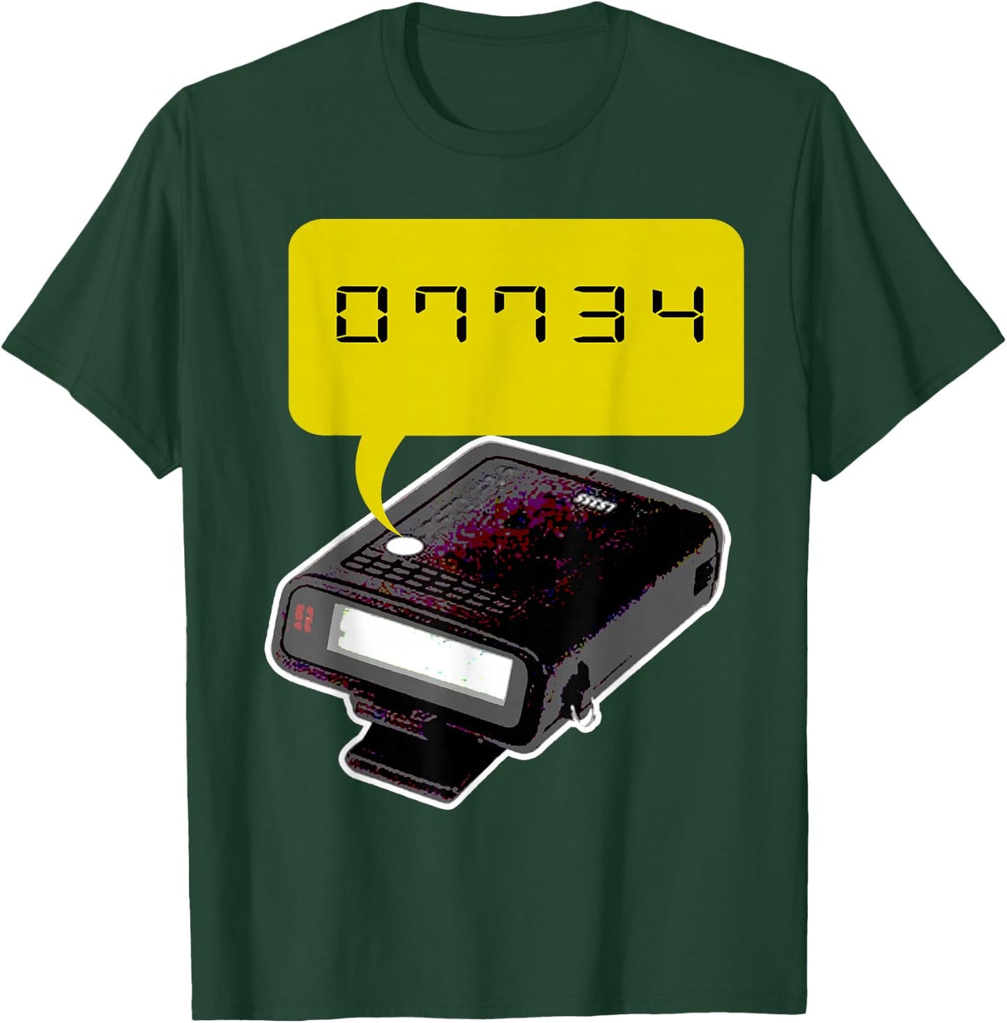 Old School Retro Tech 90s Pager Beeper Urban Phrase Hello T-Shirt - T-Shirt | Forest