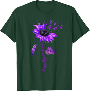 Chronic Migraine Awareness Month Sunflower Purple Ribbon T-Shirt - T-Shirt | Forest