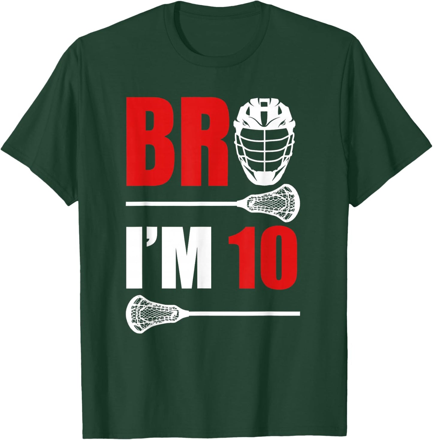 10th Birthday Shirt Boy Bro I'm 10 Year Old Lacrosse Theme T-Shirt - T-Shirt | Forest