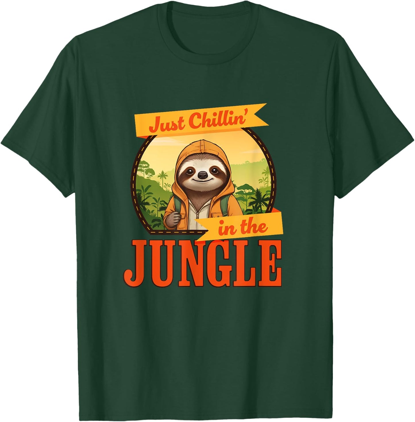Jungle Sloth, Chilling In The Jungle Sloth T-Shirt - T-Shirt | Forest