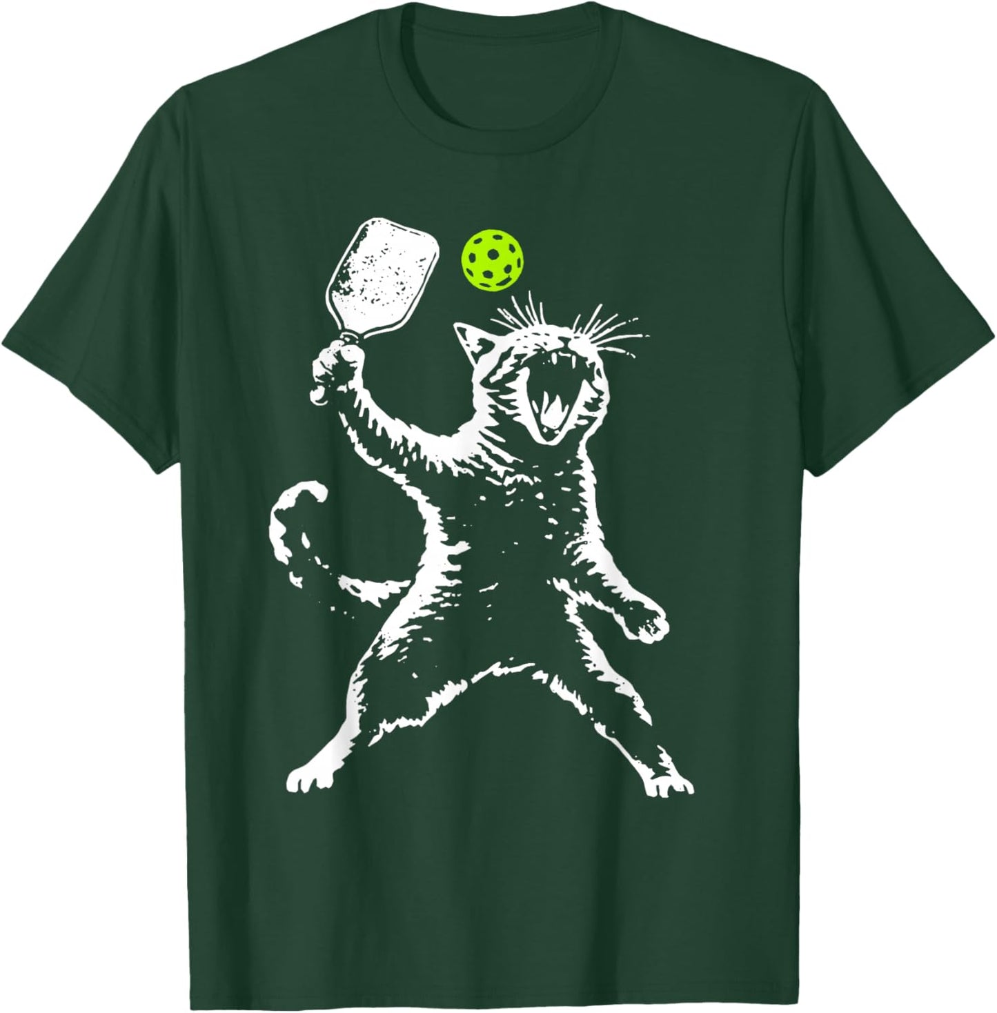 Cat Pickleball T-Shirt - T-Shirt | Forest