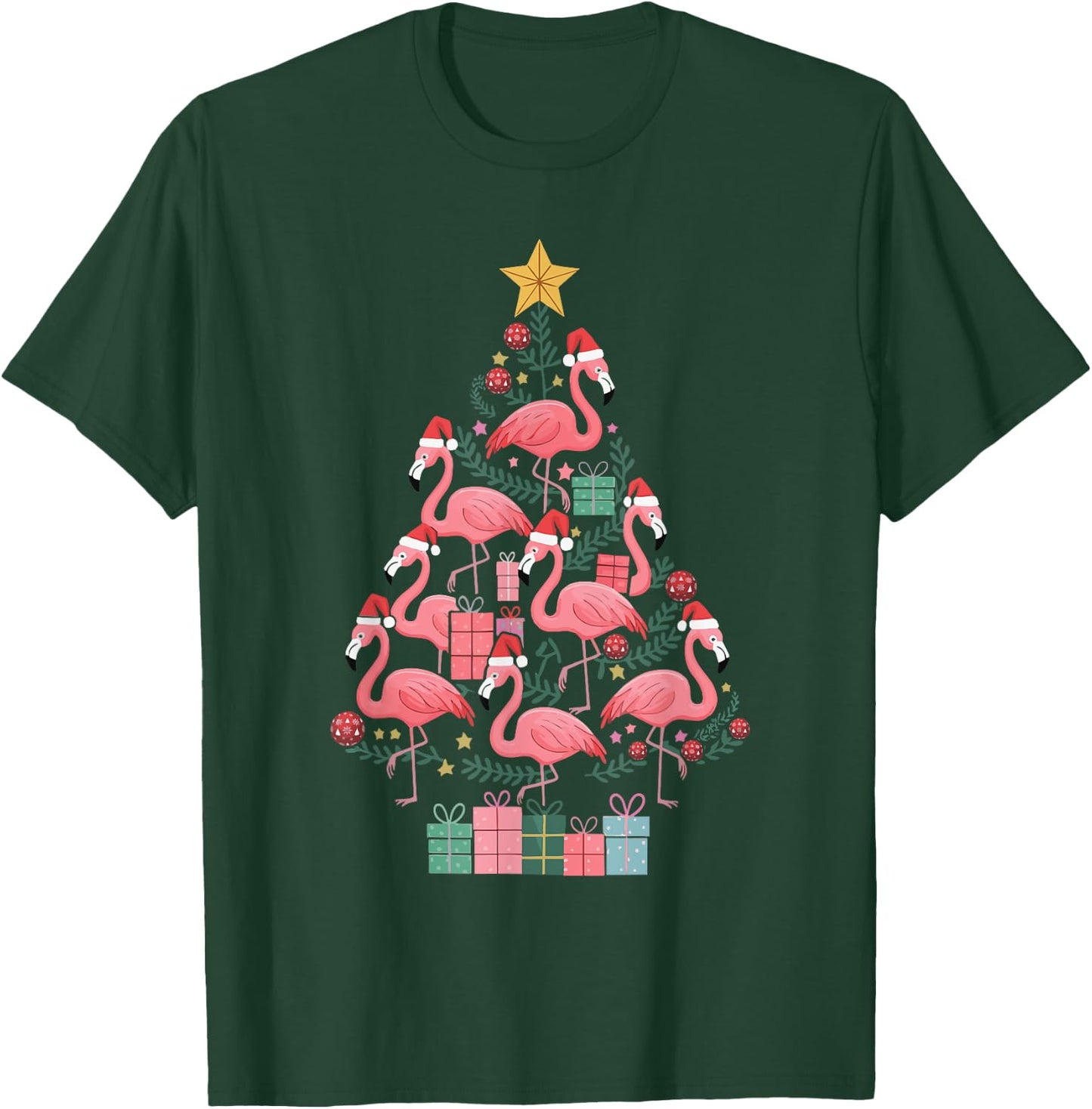 Flamingo Christmas Tree T-Shirt - T-Shirt | Forest