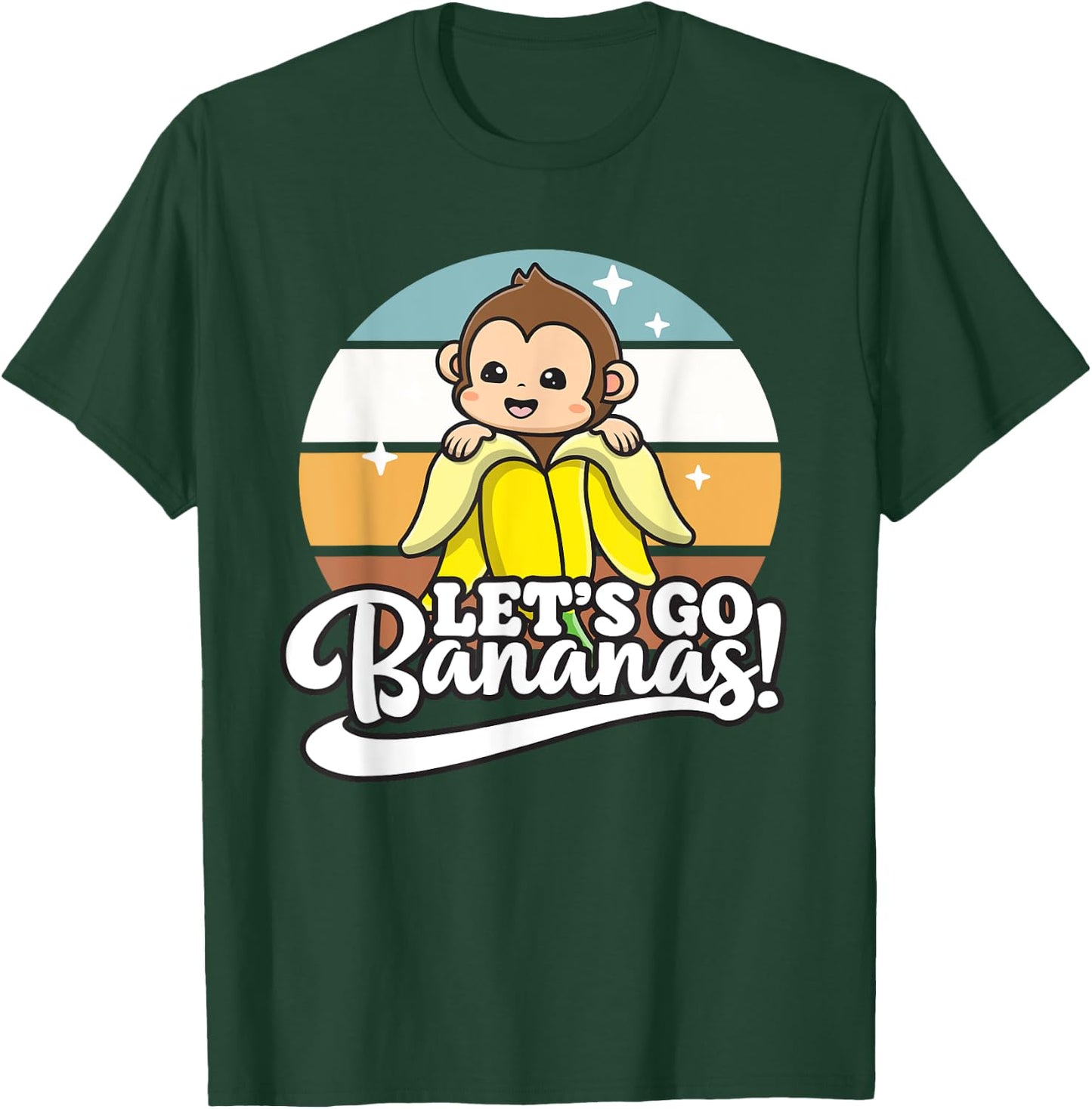 Cute Kawaii Monkey, Funny Let’s Go Bananas T-Shirt - T-Shirt | Forest