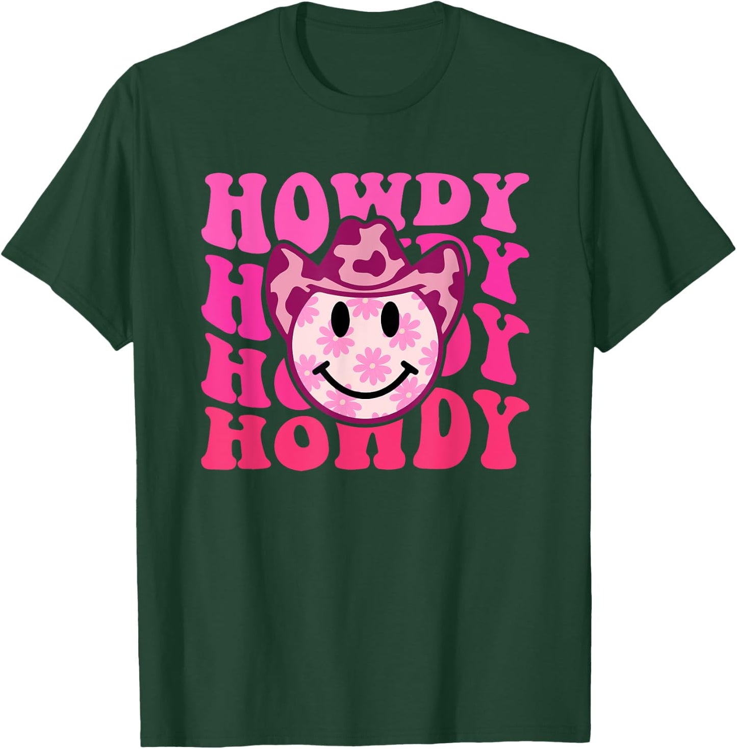 Howdy Groovy Smile Western Girl Country Rodeo Pink Cowgirl T-Shirt - T-Shirt | Forest