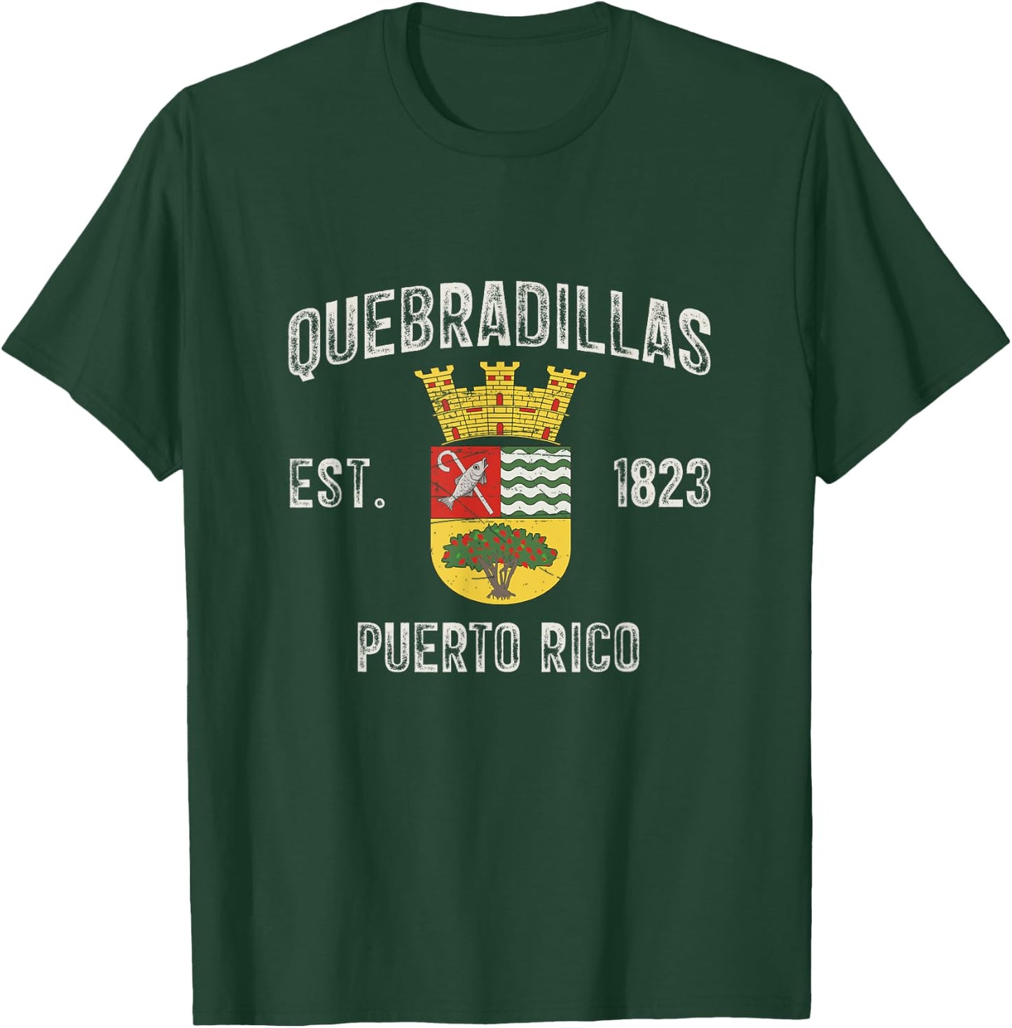 Quebradillas In Puerto Rico Est 1823, Quebradillas Armorial T-Shirt - T-Shirt | Forest