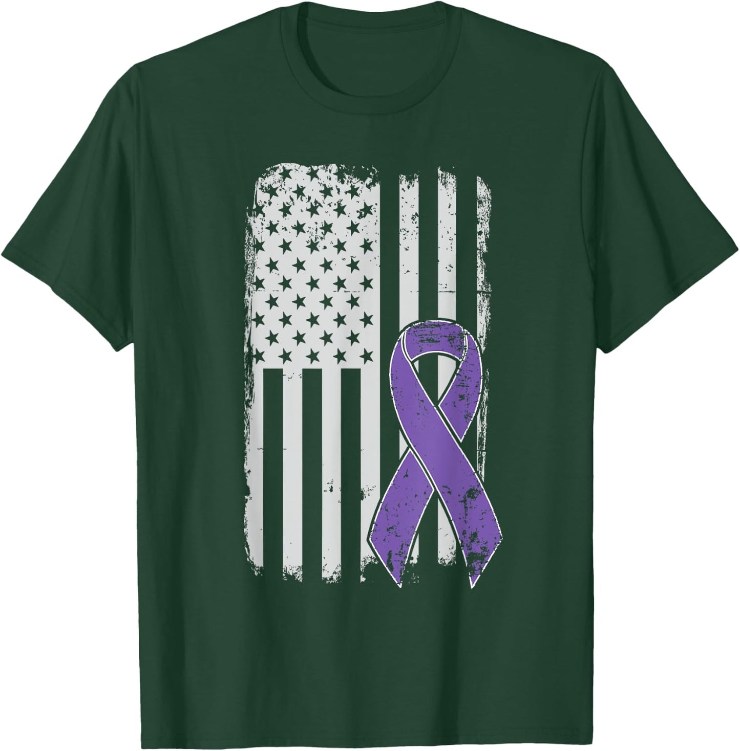 Testicular Cancer Awareness - Vintage USA American Flag T-Shirt - T-Shirt | Forest
