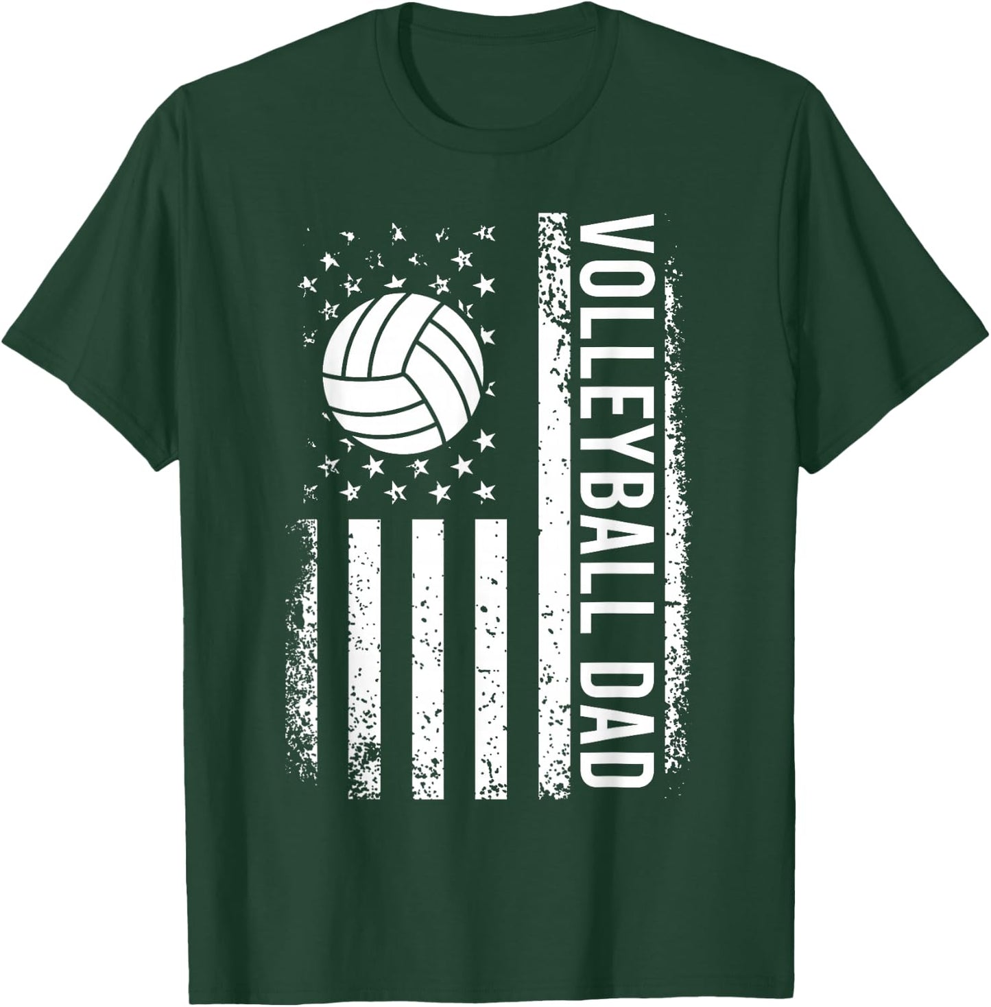 Vintage Volleyball Dad USA Flag Retro Fathers Day Daddy Papa T-Shirt - T-Shirt | Forest