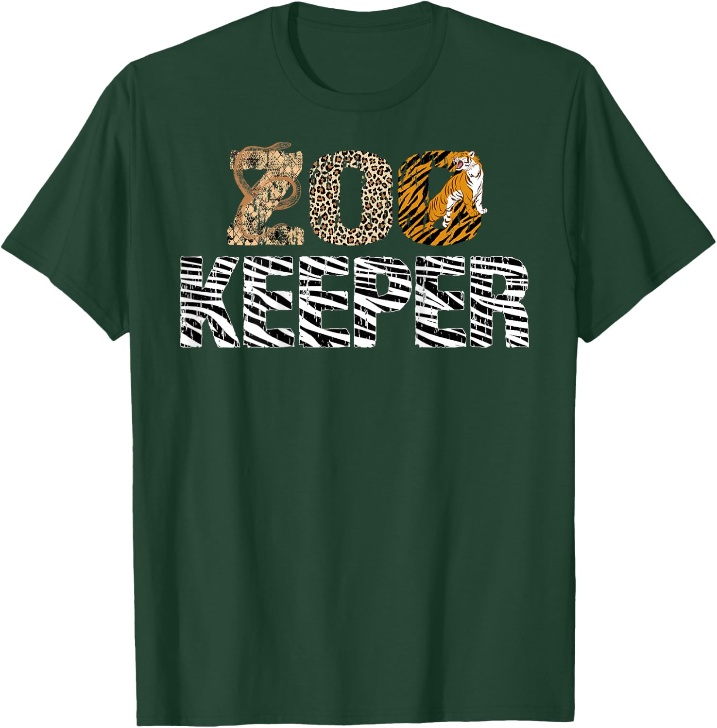 Zookeeper Costume African Animals Zebra Wild Print On Back T-Shirt - T-Shirt | Forest