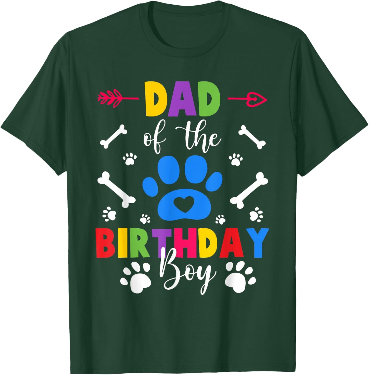 Dad And Mom Of The Birthday Boy Dog Paw Family Matching T-Shirt - T-Shirt | Forest