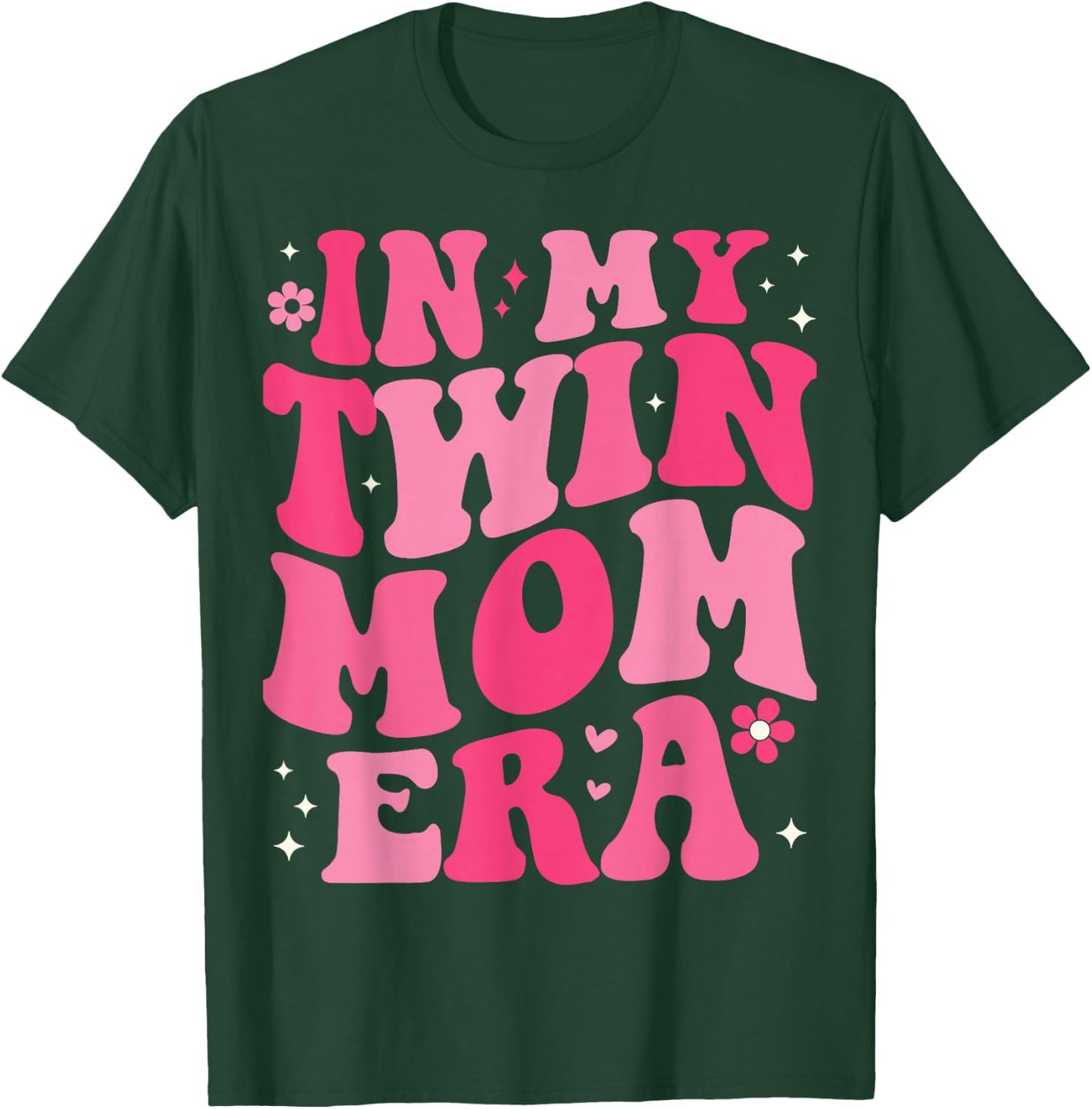In My Twin Mom Era Groovy Funny Mom Of Twins Mother's Day T-Shirt - T-Shirt | Forest