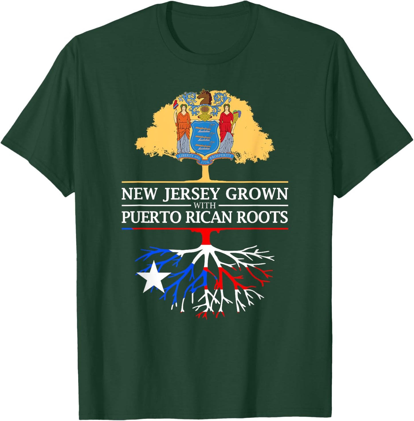 New Jersey Grown with Puerto Rican Roots T-Shirt - T-Shirt | Forest