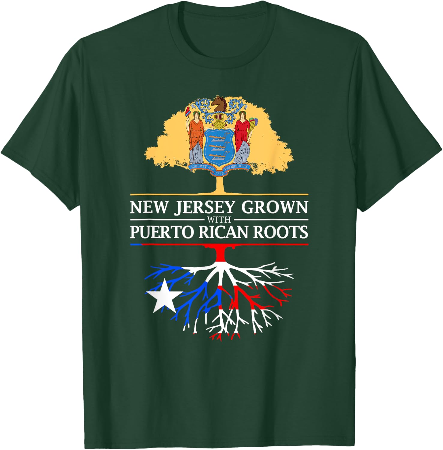 New Jersey Grown with Puerto Rican Roots T-Shirt - T-Shirt | Forest