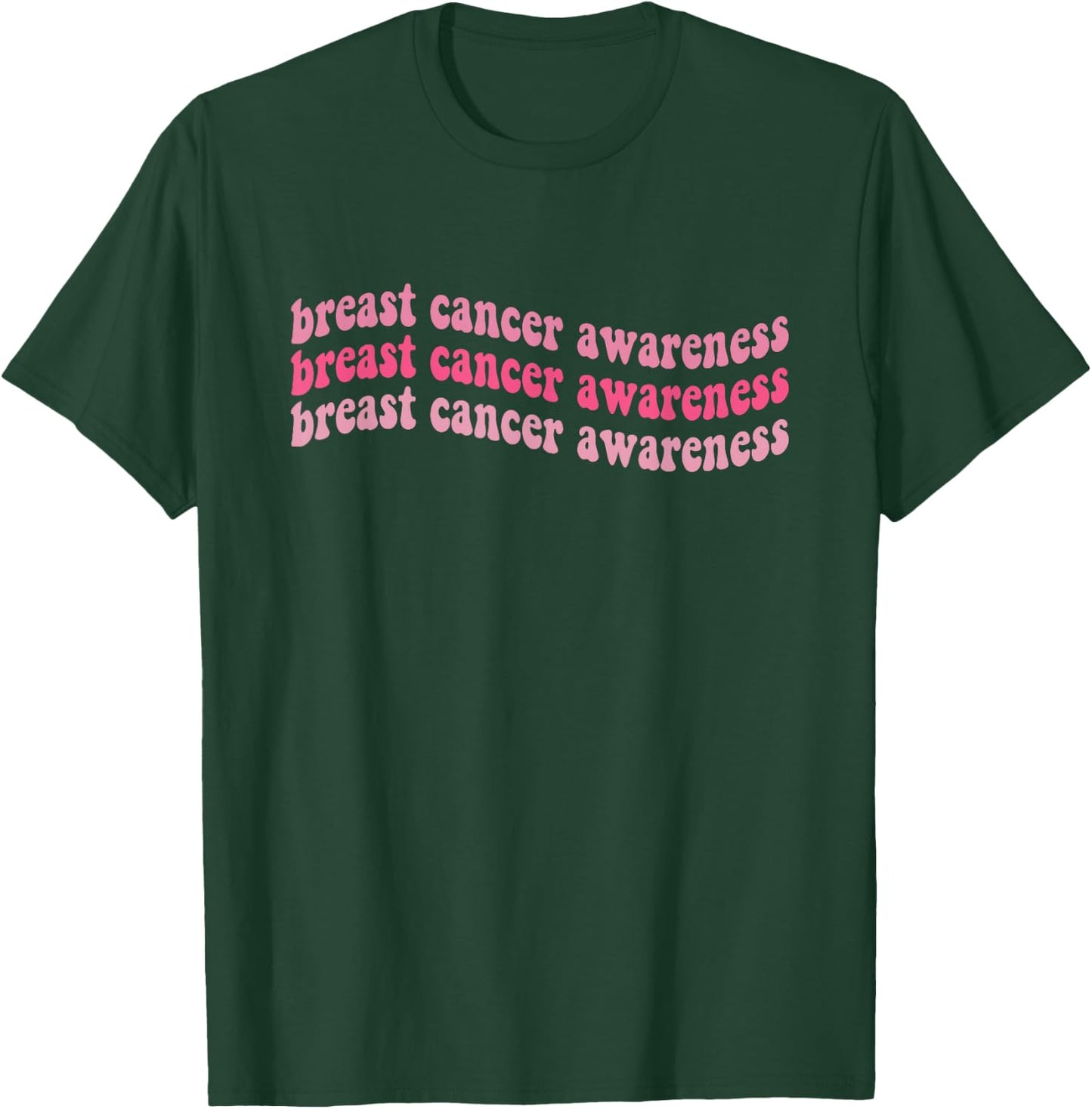 Pink Retro Groovy Breast Cancer Awareness Month Women Men T-Shirt - T-Shirt | Forest