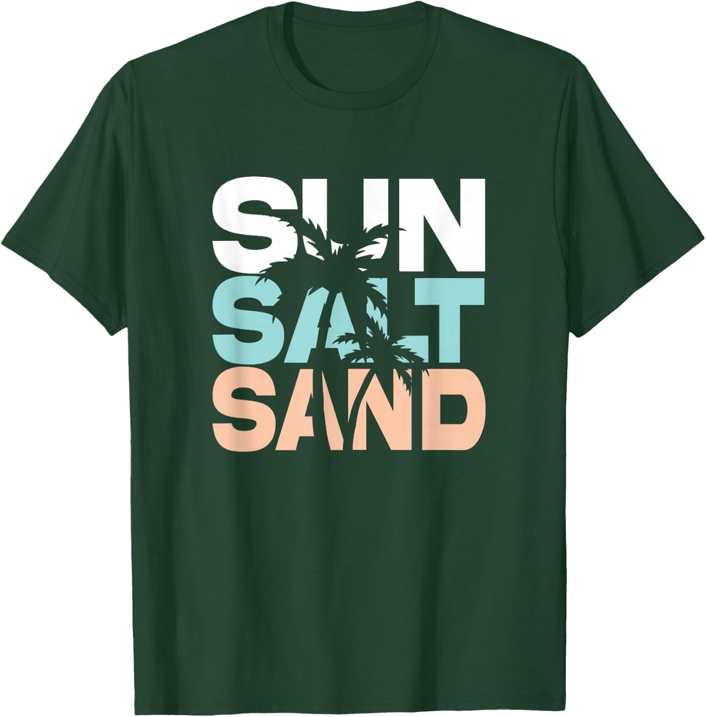 Sun Salt Sand Summer Retro Colourful Happy Holiday Palm Trees T-Shirt - T-Shirt | Forest