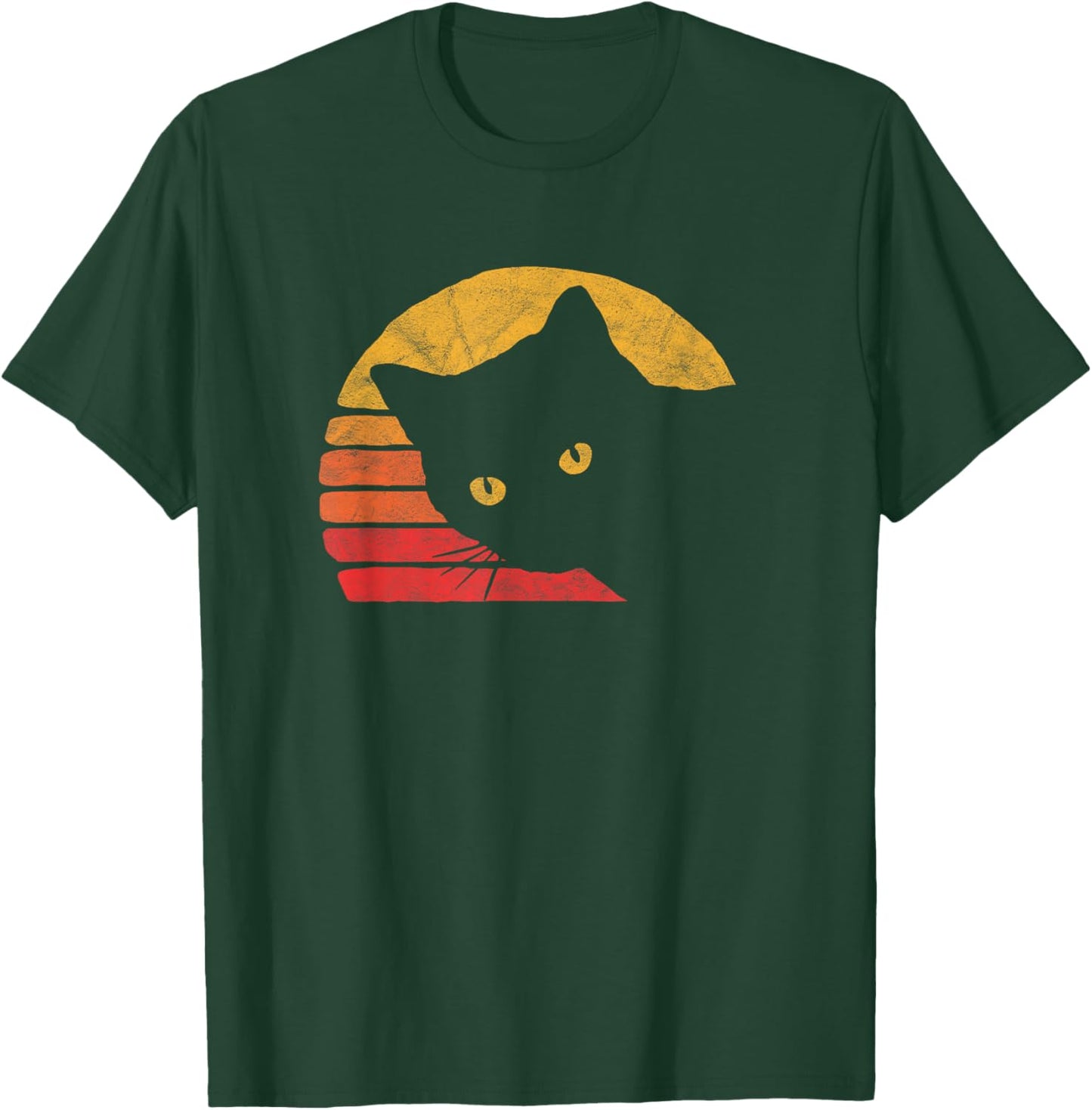 Vintage Eighties Style Cat Retro Distressed Design T-Shirt - T-Shirt | Forest