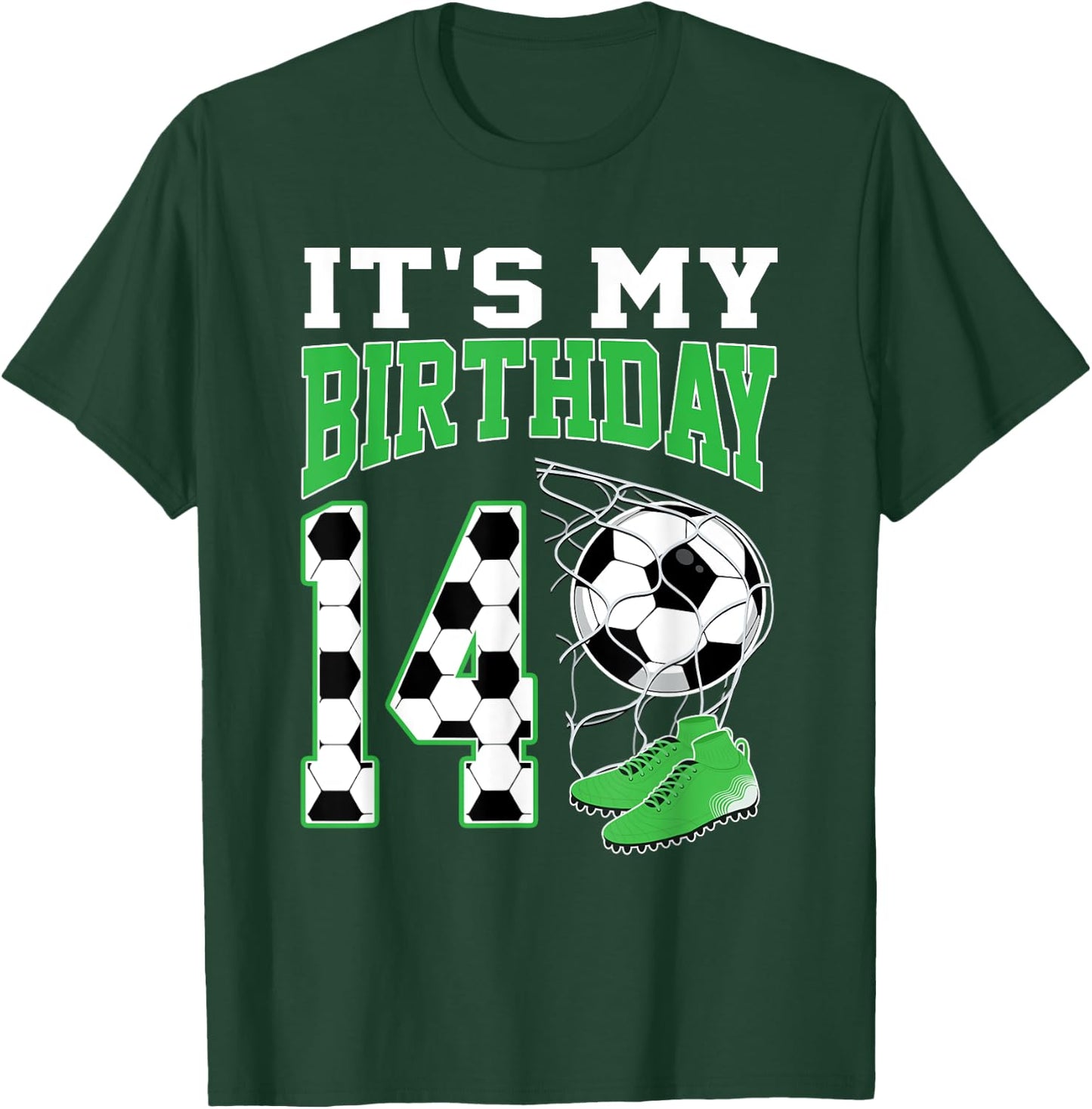 It's My 14th Birthday Soccer Party 14 Year Old Boy T-Shirt - T-Shirt | Forest