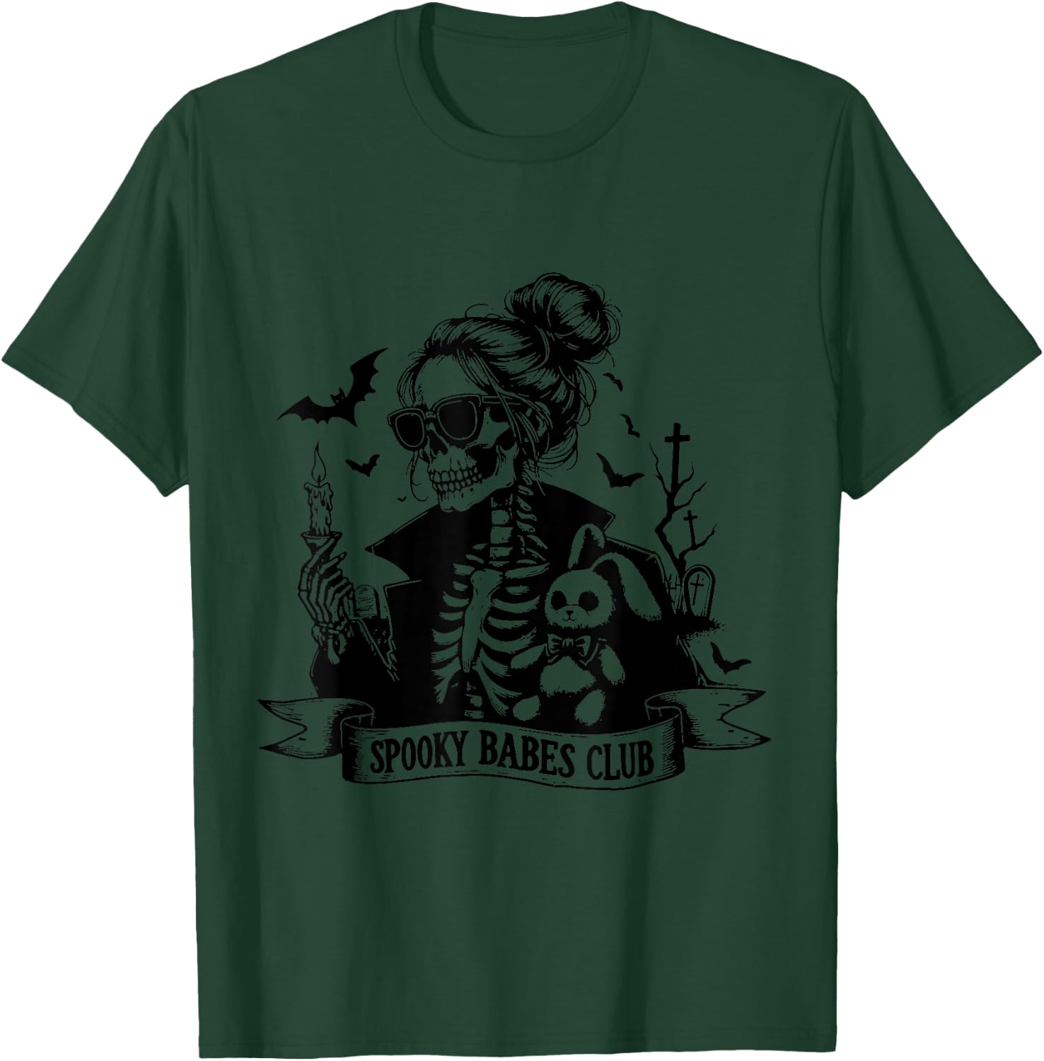Spooky Babes Club , Snarky Funny Skeleton Halloween T-Shirt - T-Shirt | Forest