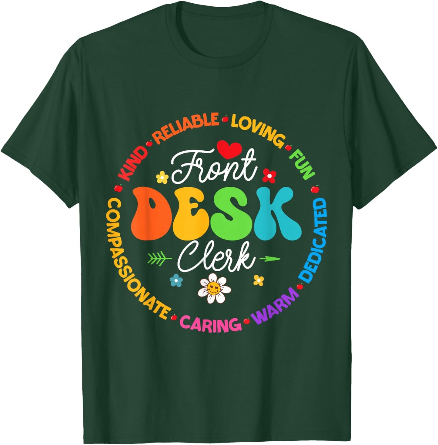Groovy Front Desk Clerk Secretary Admin Appreciation Week T-Shirt - T-Shirt | Forest