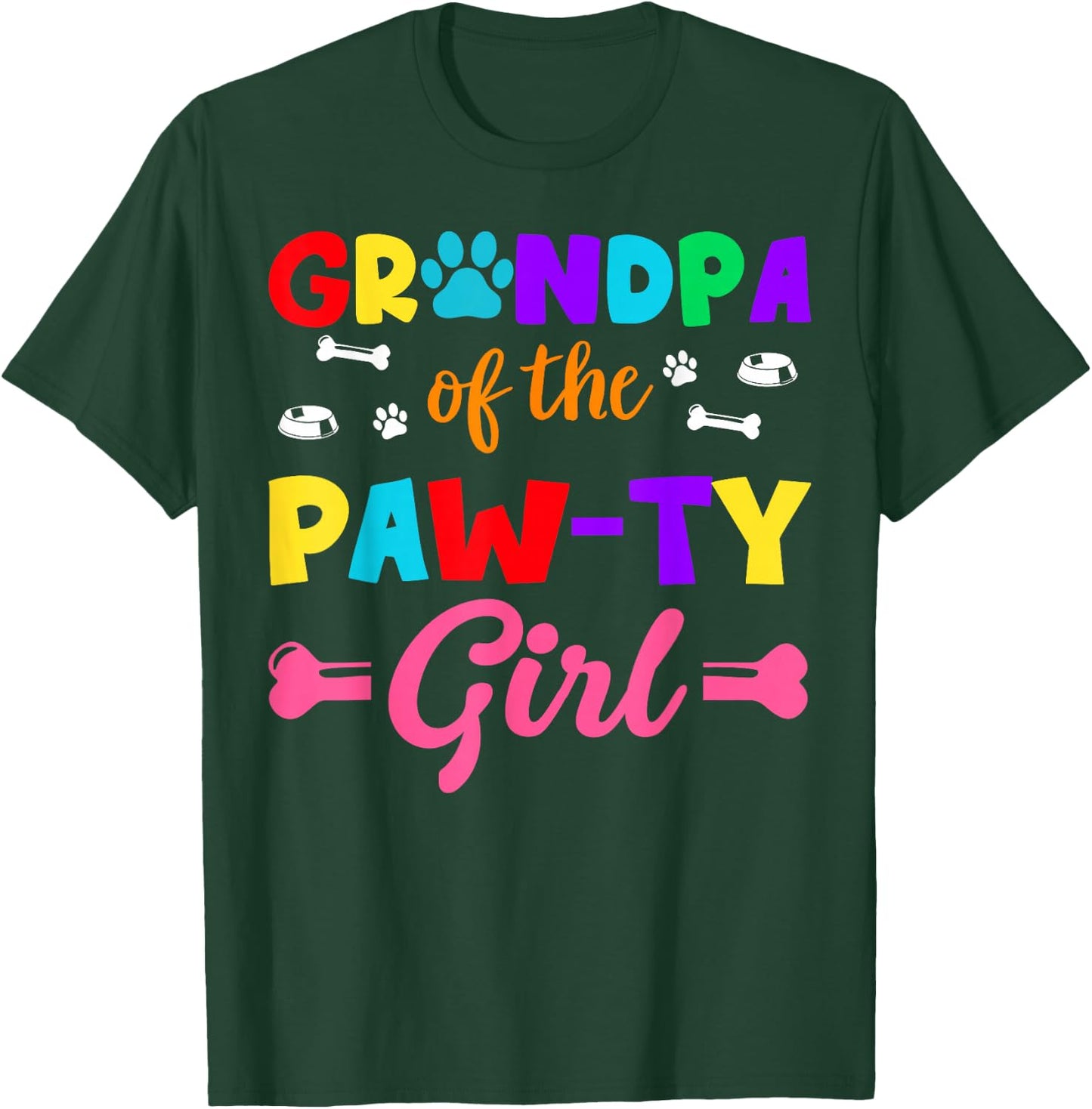 Grandpa of The Paw-ty Girl Dog Family Matching Party T-Shirt - T-Shirt | Forest