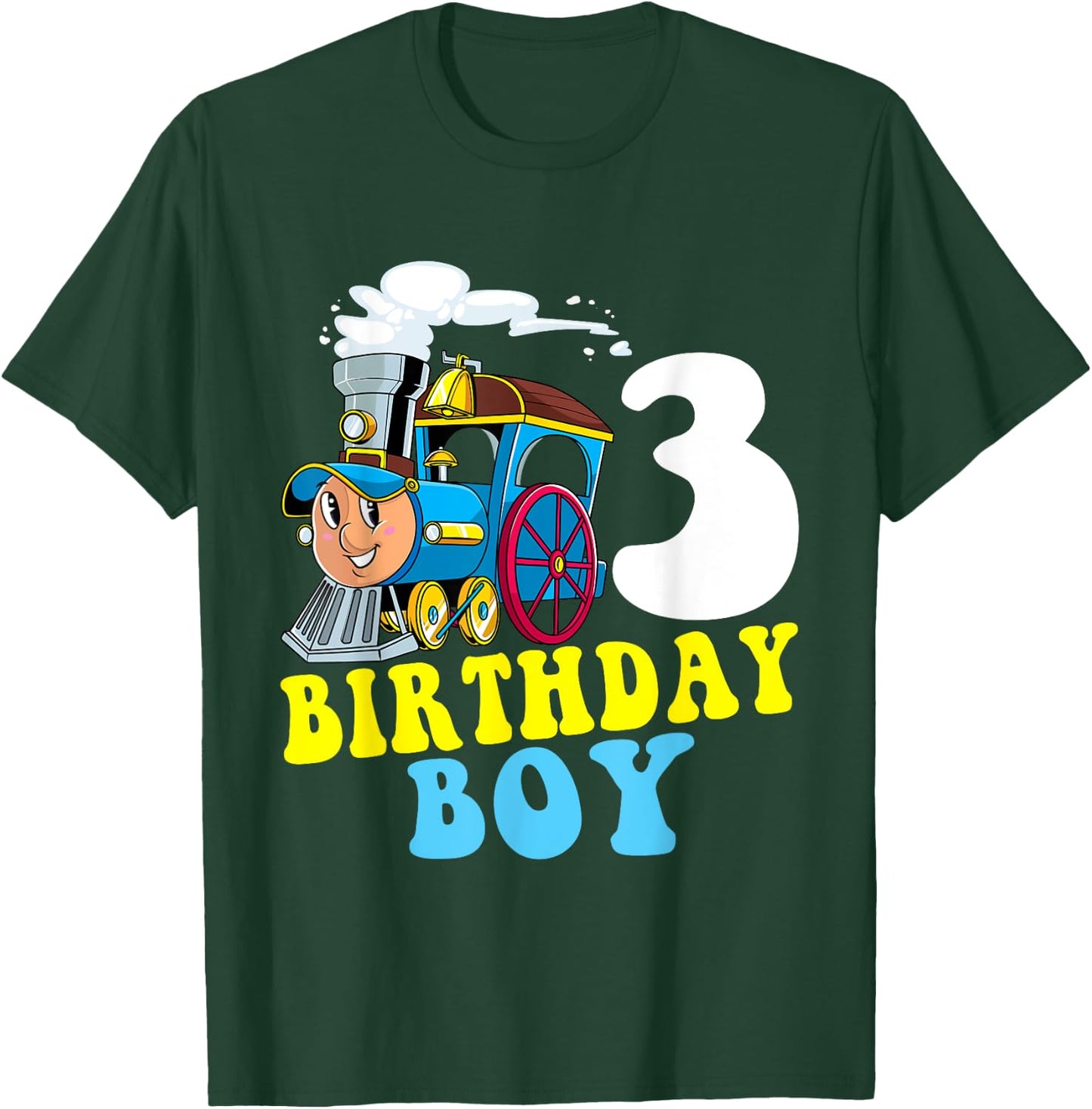 3rd Birthday Boy Train Lovers Three Years Old Kids Toddlers T-Shirt - T-Shirt | Forest