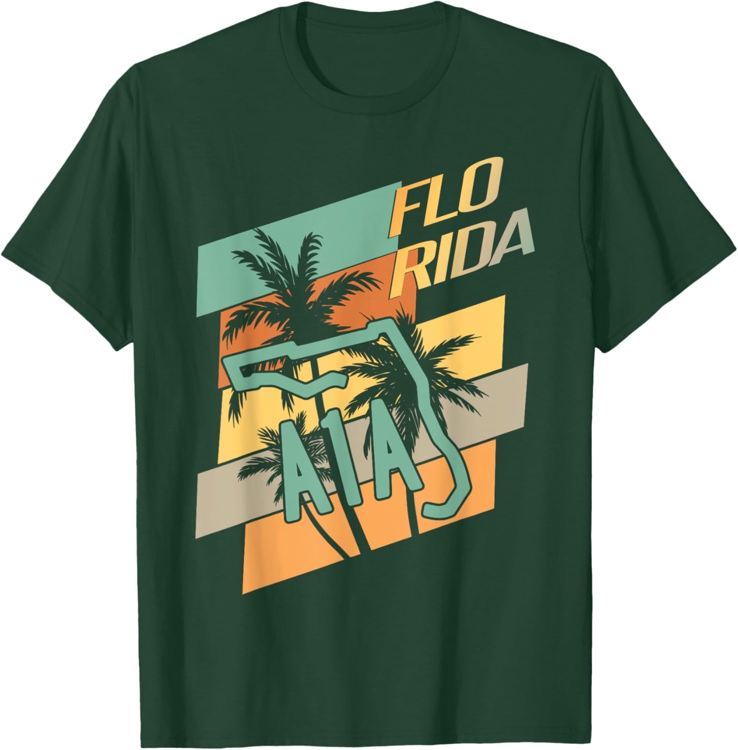 Florida - Palm Trees - A1A Beachfront Ave Souvenir T-Shirt - T-Shirt | Forest