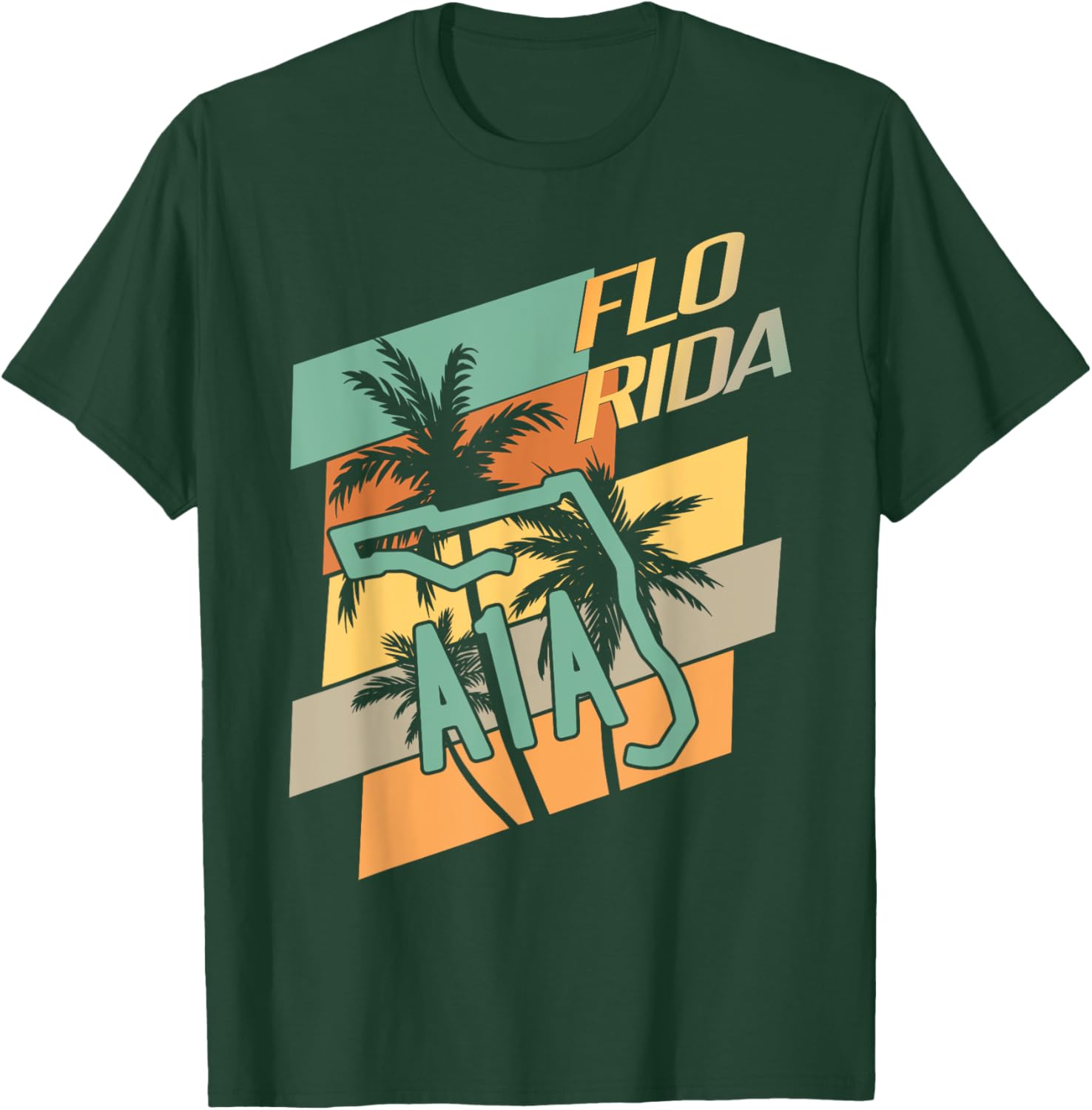 Florida - Palm Trees - A1A Beachfront Ave Souvenir T-Shirt - T-Shirt | Forest