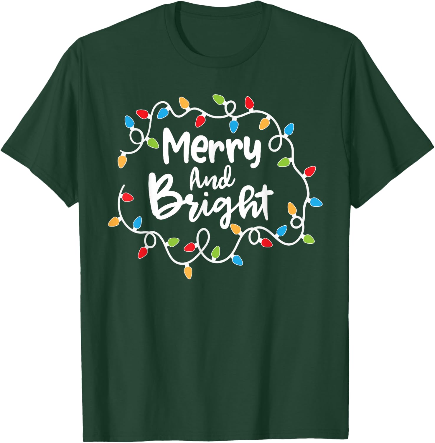 Merry and Bright Santa Christmas Xmas Lights Pajamas Holiday T-Shirt - T-Shirt | Forest