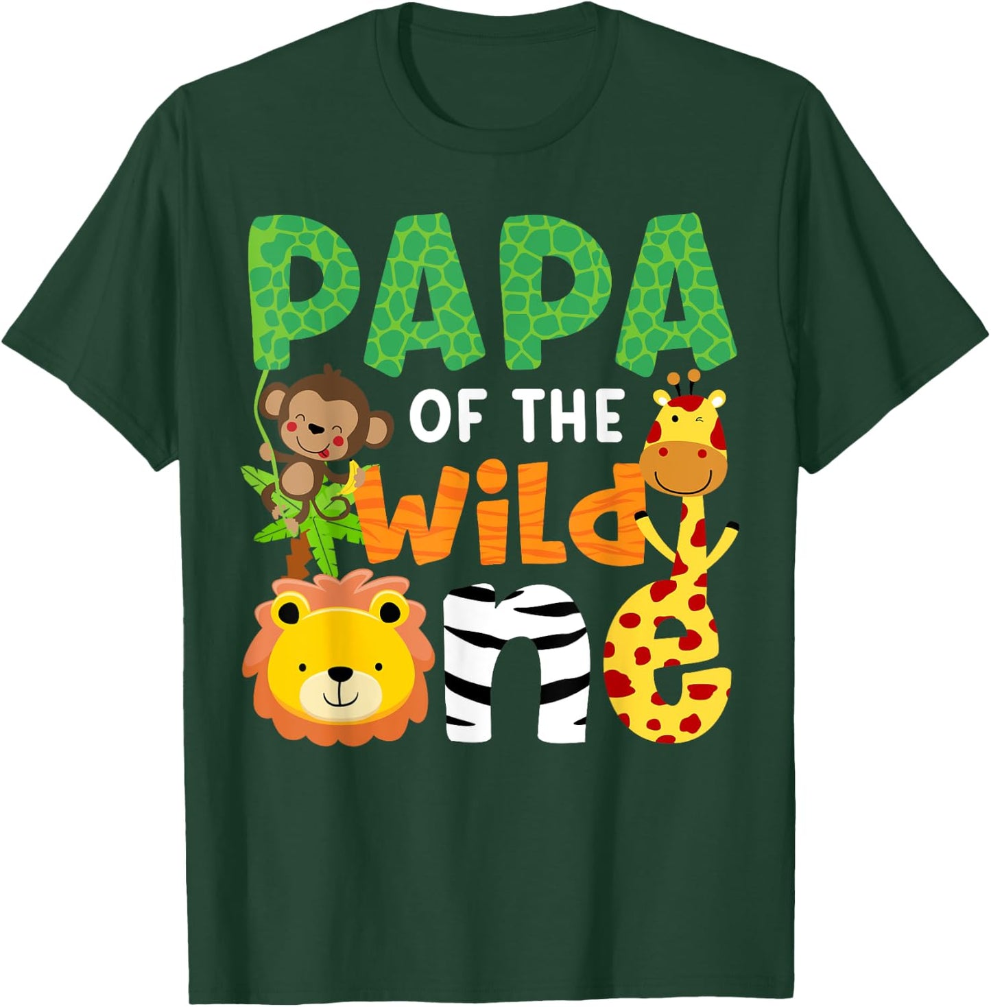 Papa of the Wild One Zoo Theme Bday Safari Jungle Animals T-Shirt - T-Shirt | Forest