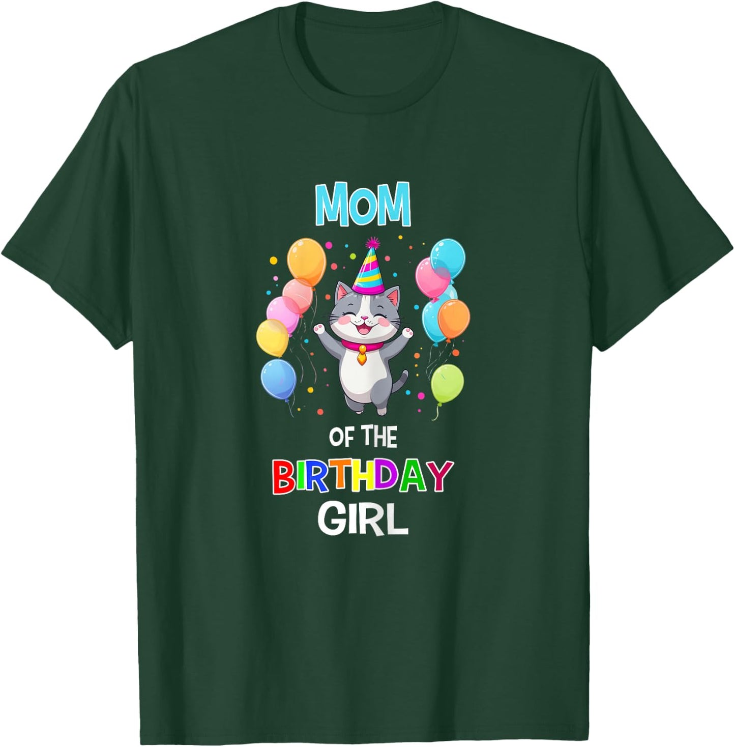 Mom of the Birthday Girl Cat Lover Mother Cat Birthday T-Shirt - T-Shirt | Forest