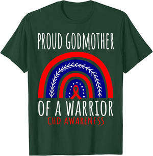 Proud Godmother CHD Warrior Heart Disease Godson Goddaughter T-Shirt - T-Shirt | Forest