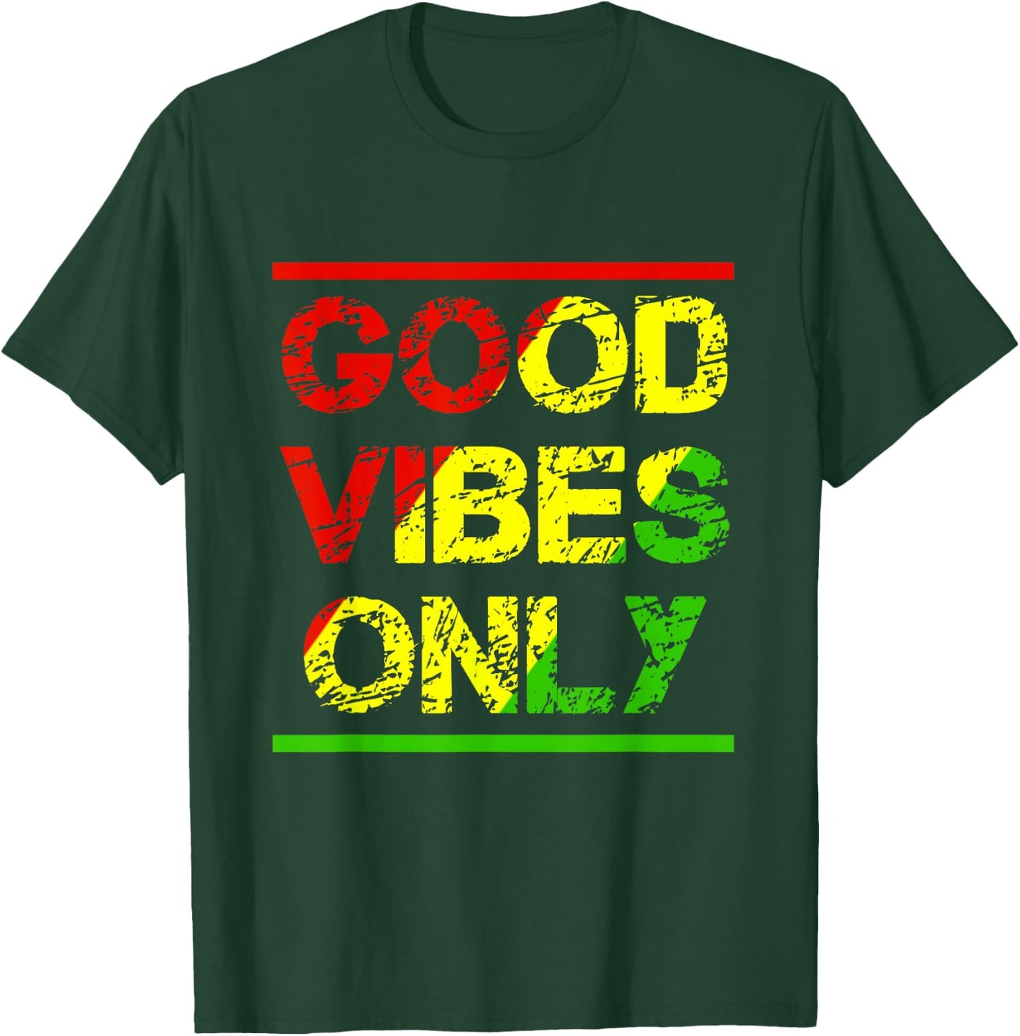 Reggae Music Jamaica Lover Reggae Good Vibes Only Rasta Design T-Shirt - T-Shirt | Forest