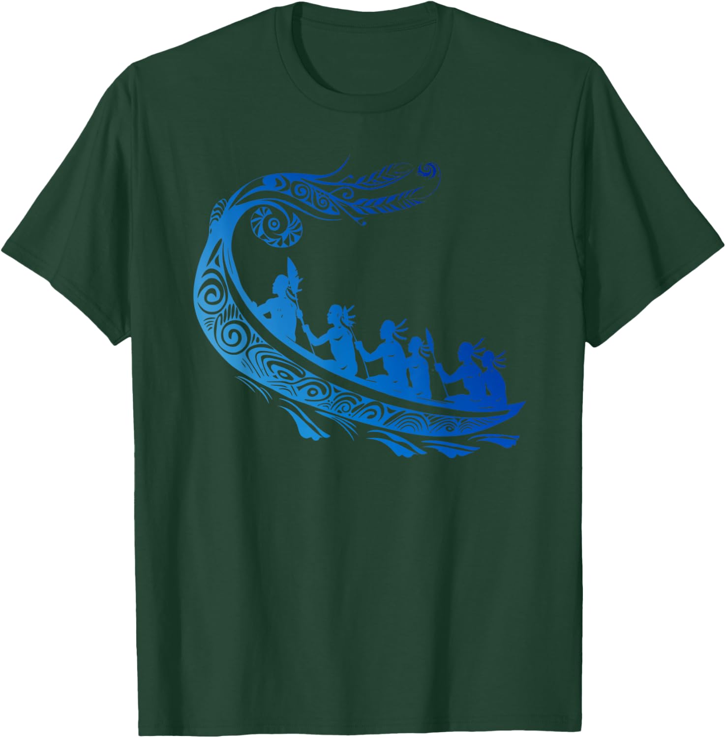 Tribal Hawaiian Outrigger Canoe Shirt - Hawaiian Tribal T-Shirt - T-Shirt | Forest