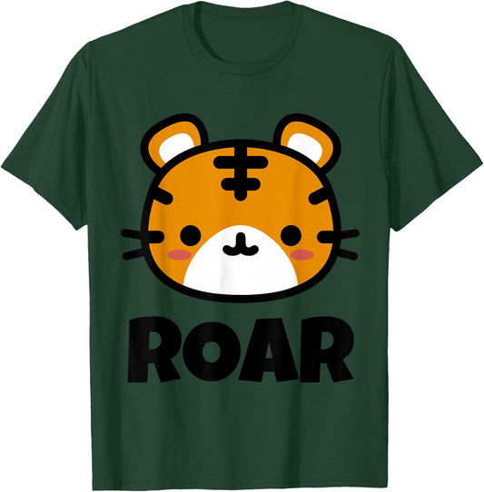 Roar Cute Childrens Tiger Shirts for Kids Cartoon Tiger Face T-Shirt - T-Shirt | Forest