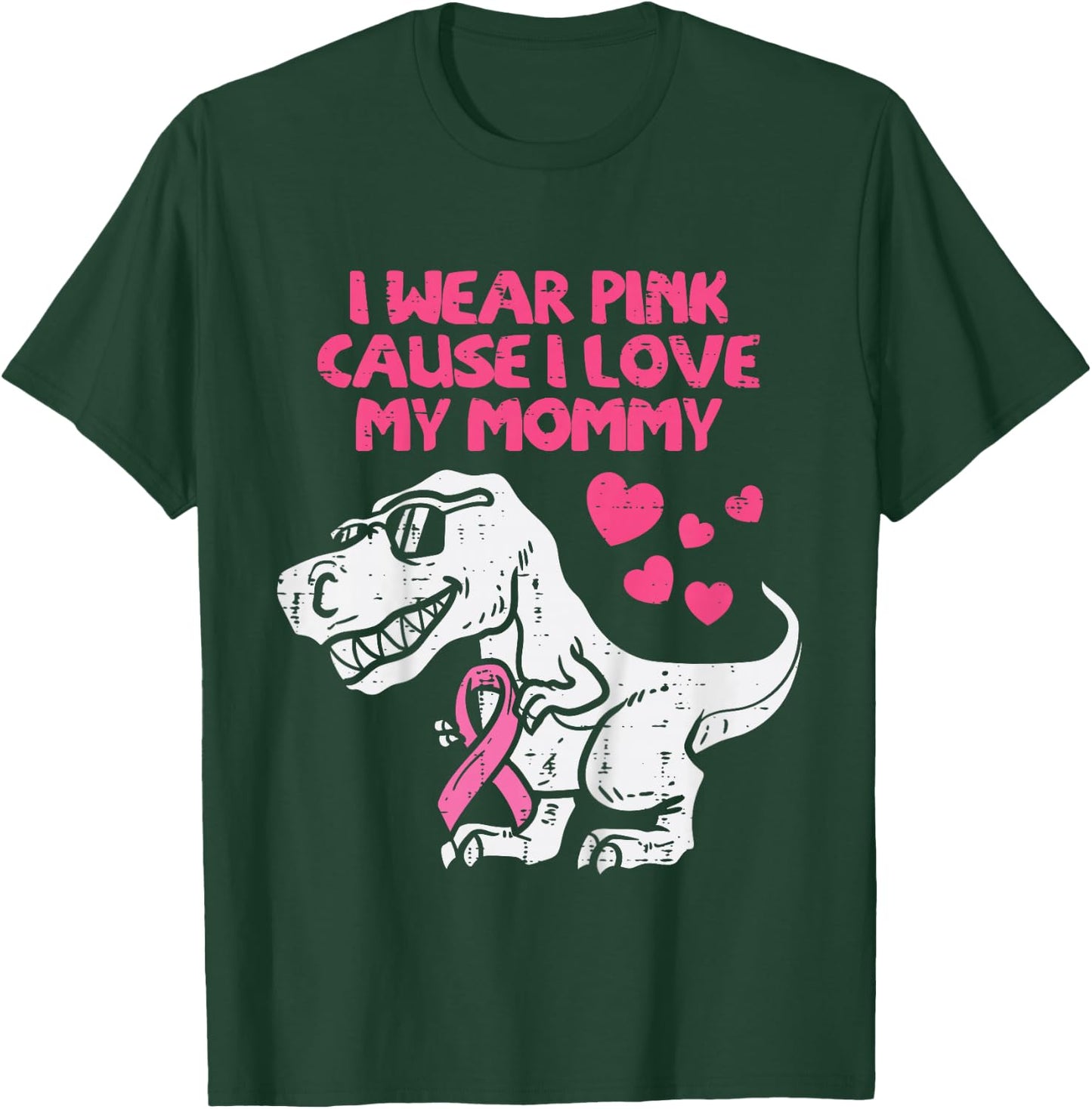 I Wear Pink Love Mommy T-Rex Kids Breast Cancer Toddler Boys T-Shirt - T-Shirt | Forest
