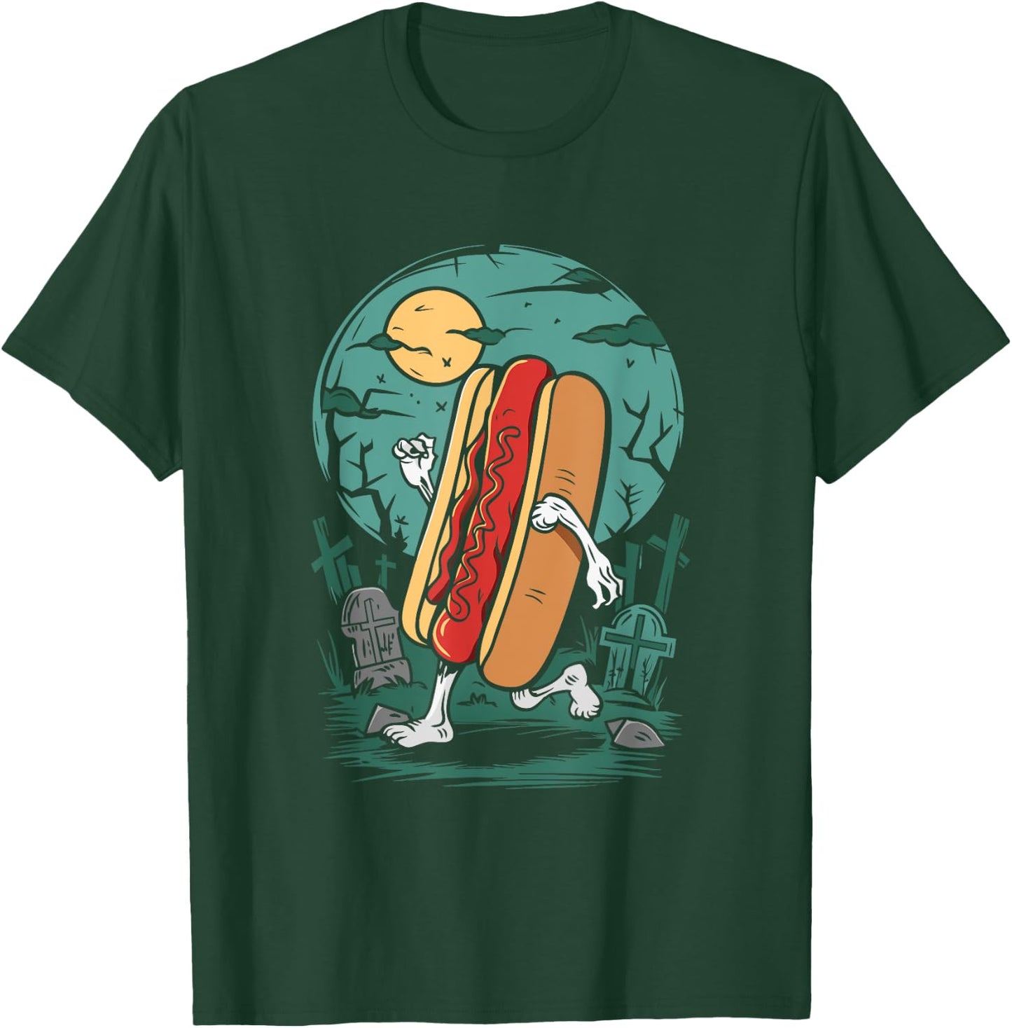 Hot Dog Zombie - Vintage Creepy Zombie Halloween Lover Men Women Kids T-Shirt - T-Shirt | Forest