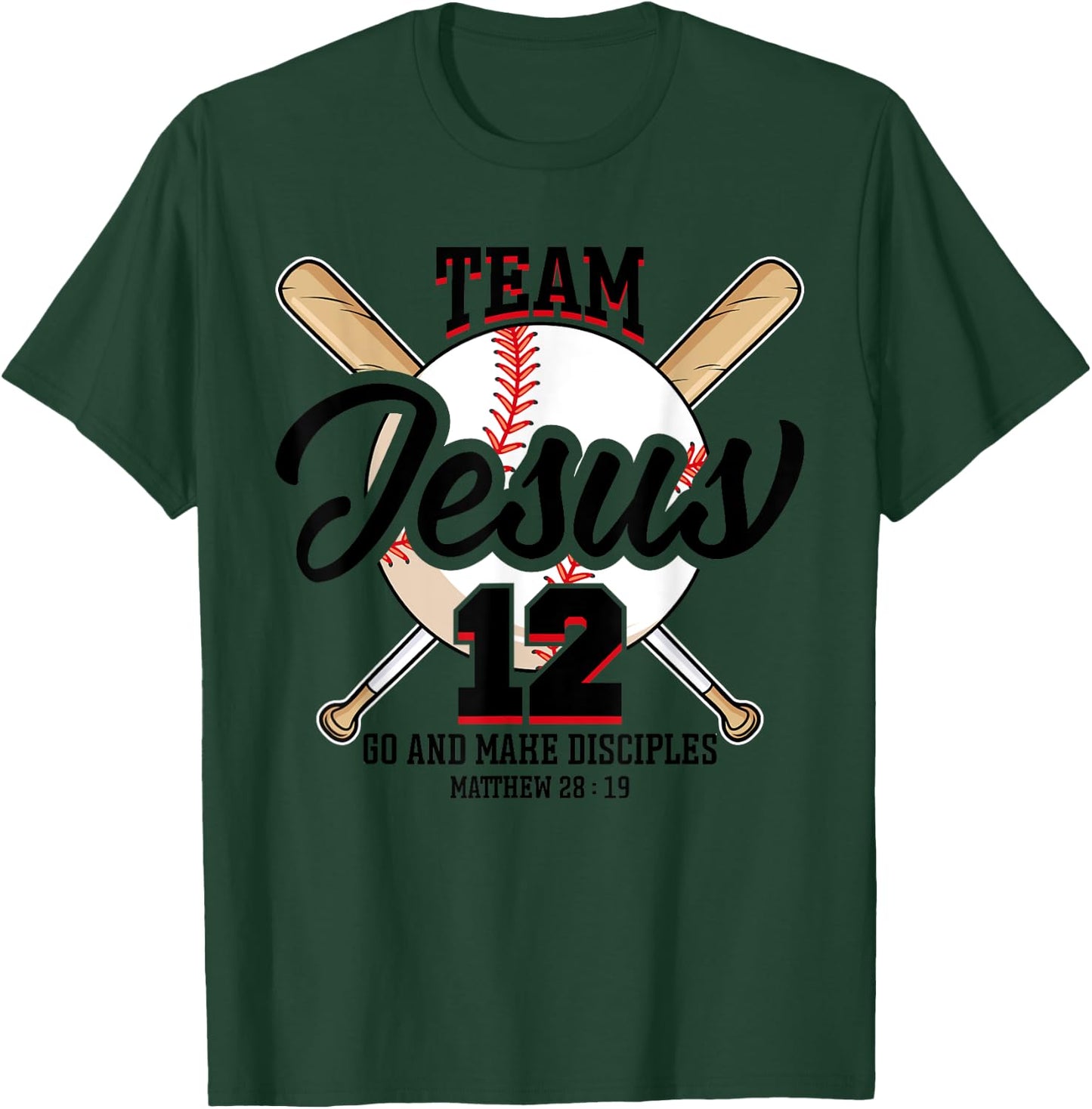 Jesus and Baseball Team Jesus Christian Matthew 28:19 Love T-Shirt - T-Shirt | Forest